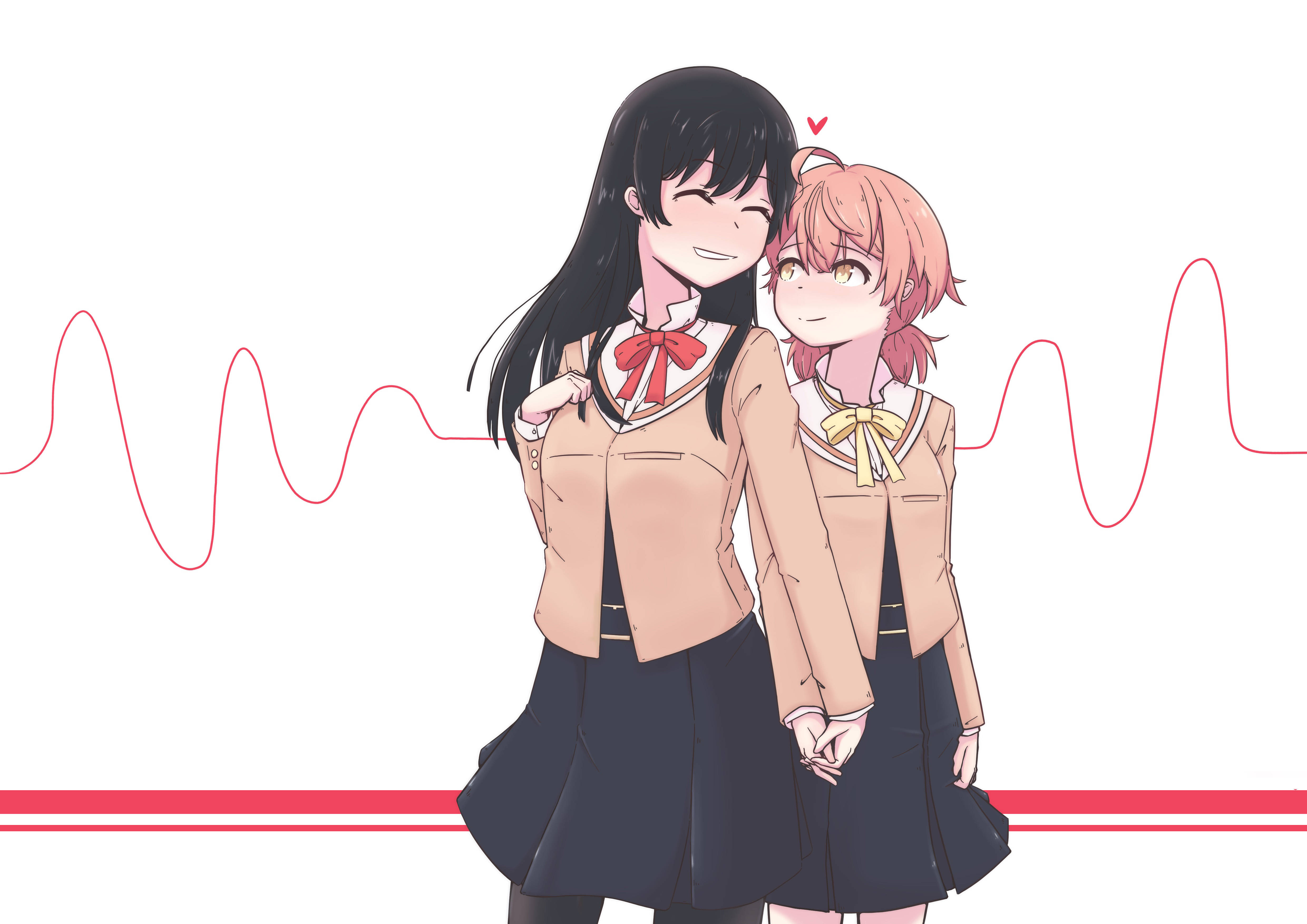 Anime Lezbiyen Kalp Atışı Duvar Kağıdı