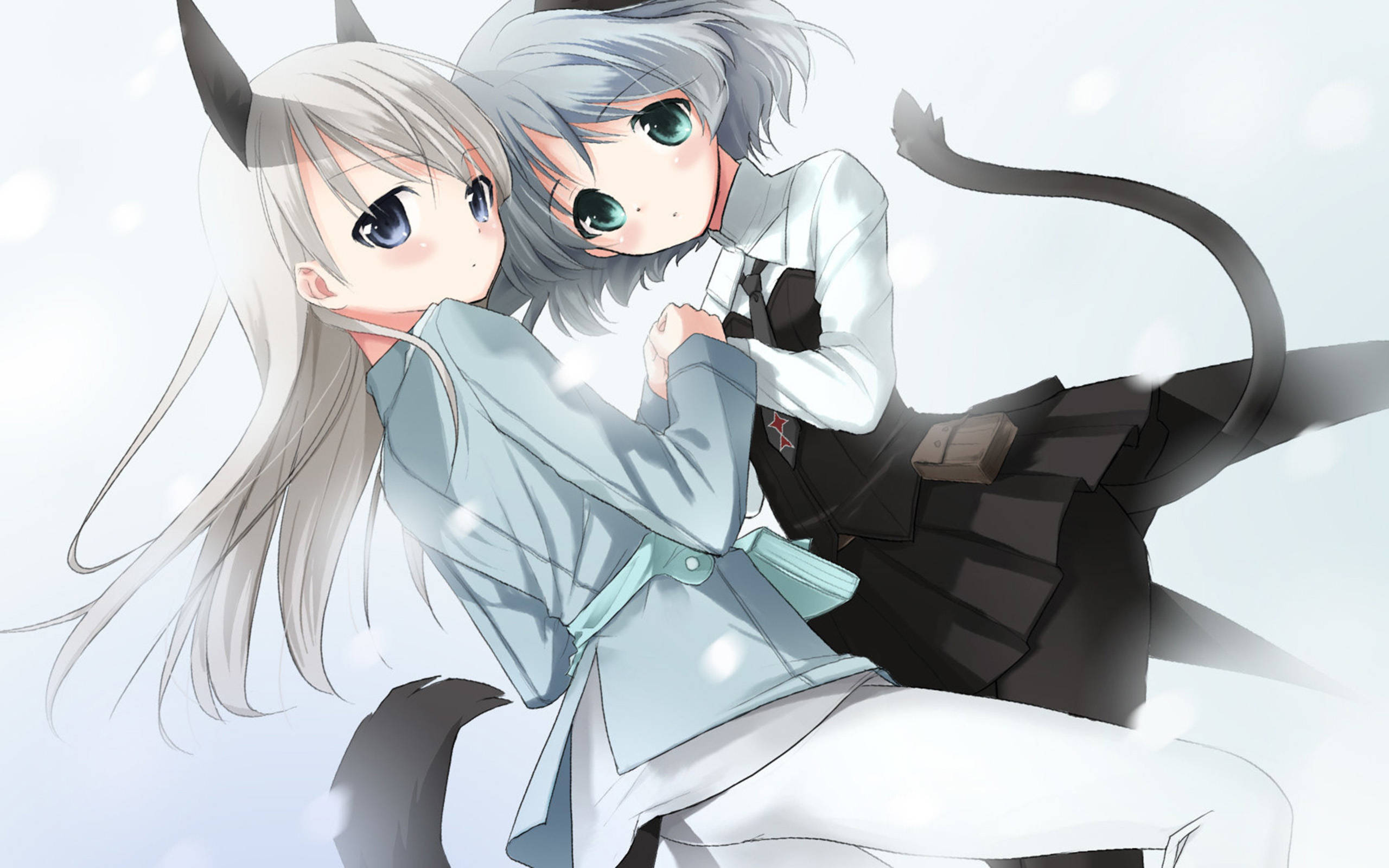 Anime Lezbiyen Kedi Çifti Duvar Kağıdı
