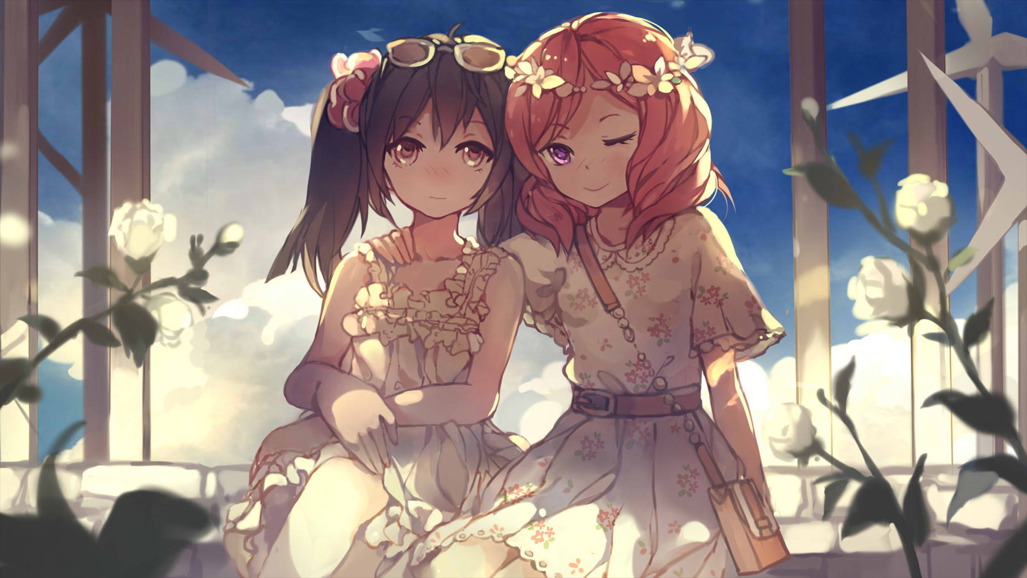 Anime Lezbiyen Maki ve Nico Duvar Kağıdı