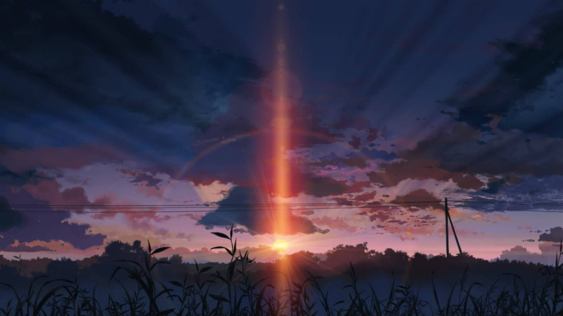 Anime Manzara Karanlık Gün Batımı Duvar Kağıdı