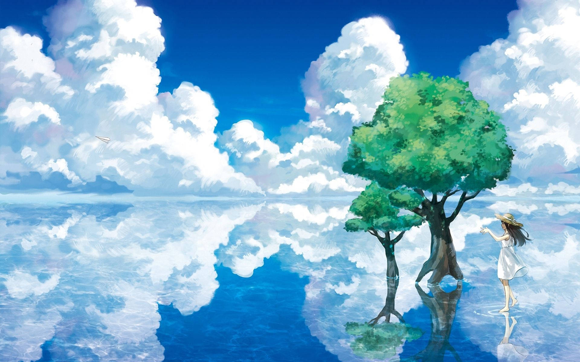 Anime Manzarası Ayna Gölü Duvar Kağıdı