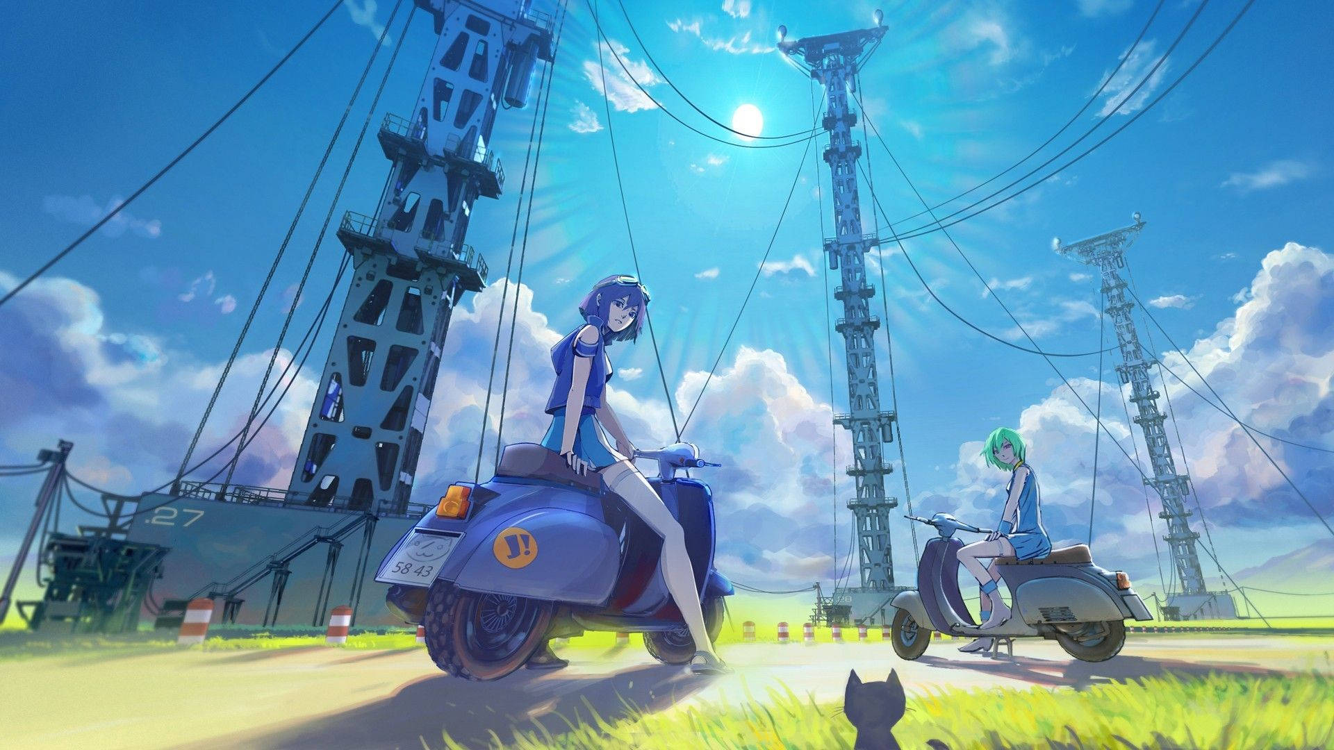 Anime Manzarası Enerji Hatları Duvar Kağıdı