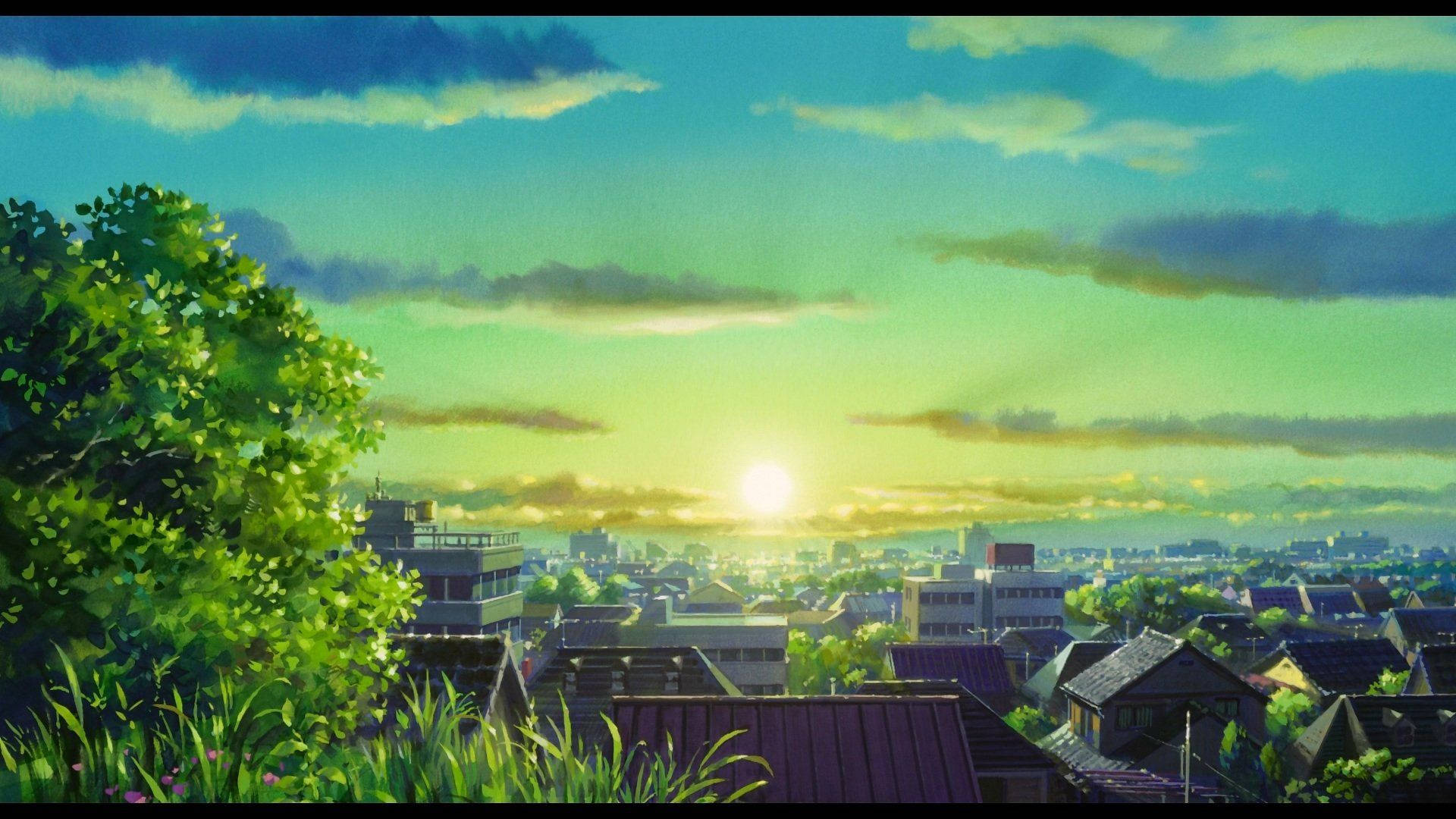 Anime Manzarası Yükselen Güneş Duvar Kağıdı