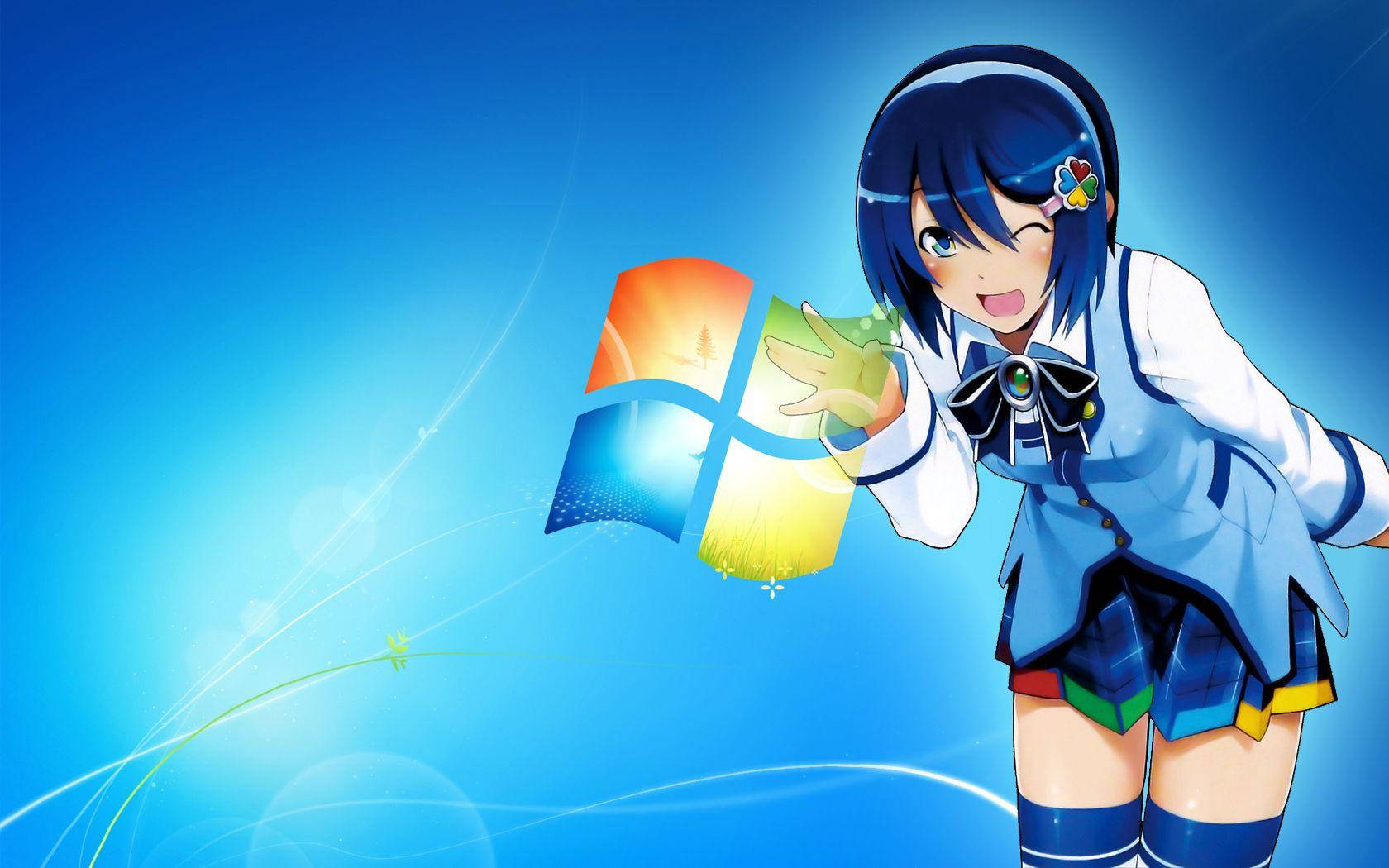 Anime Meme PFP Microsoft Mavi Kız Duvar Kağıdı