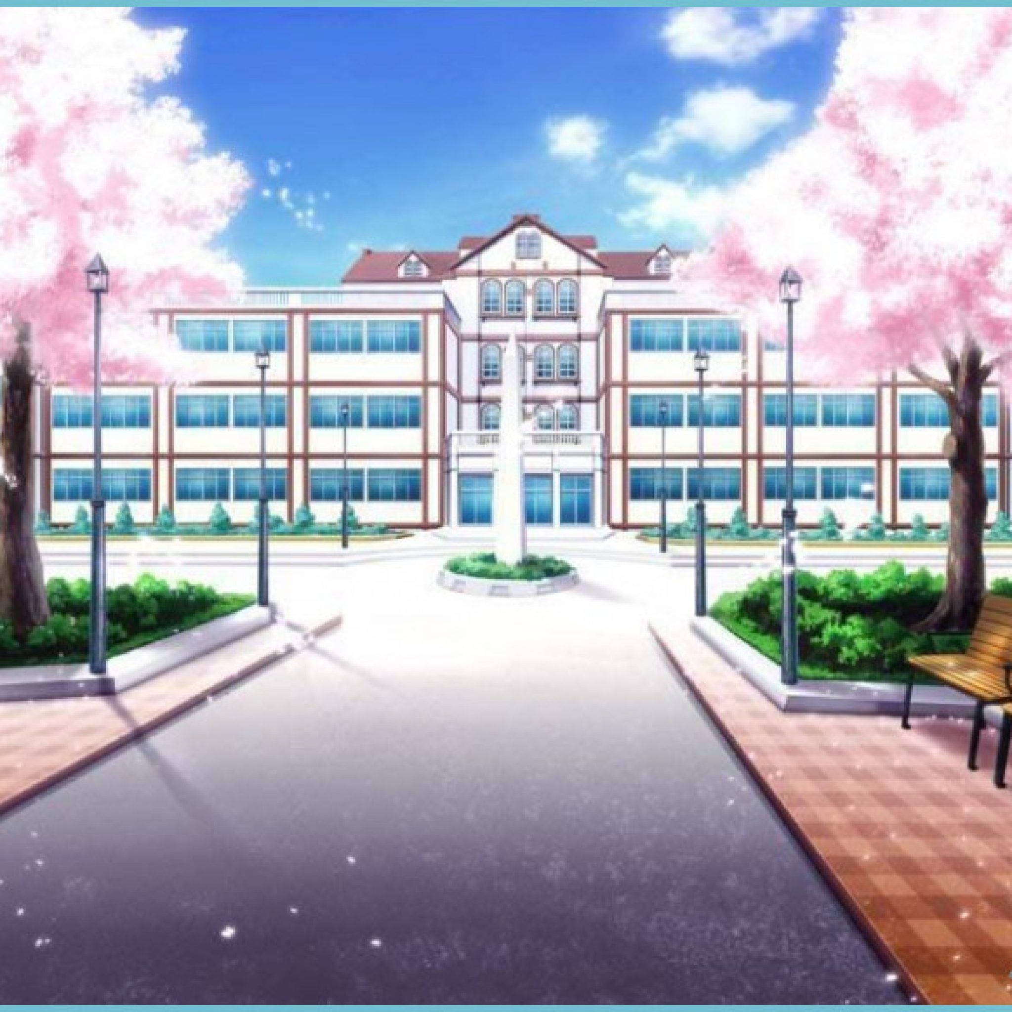 Anime Okul Manzarası Amanogawa Templar Lisesi Duvar Kağıdı