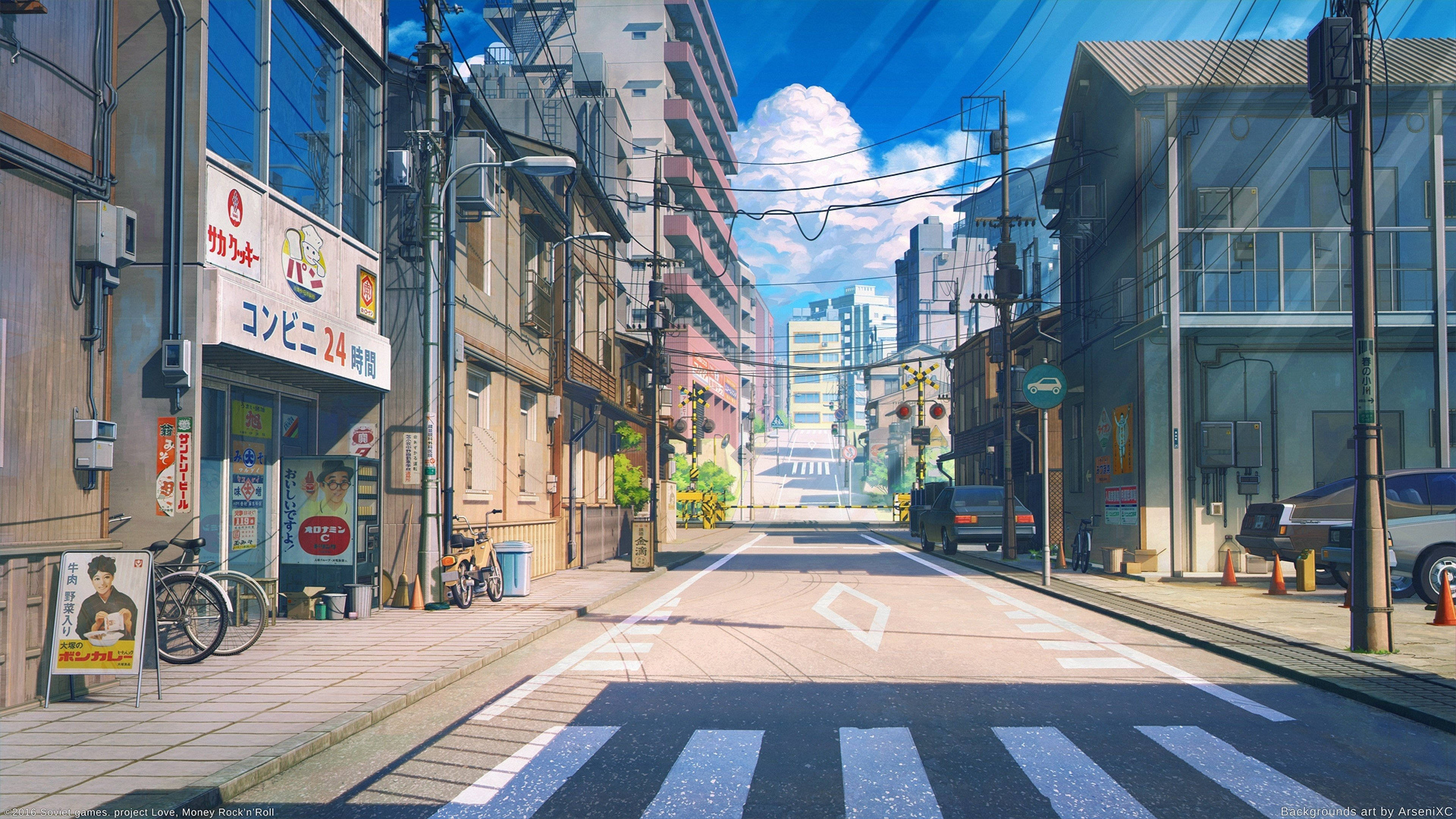 Anime Oyunu Boş Sokak Duvar Kağıdı
