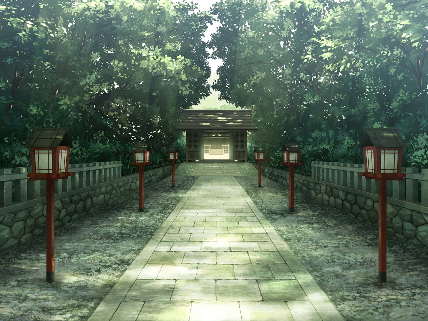 Anime Park Feneri Tapınak Arka Planı Duvar Kağıdı