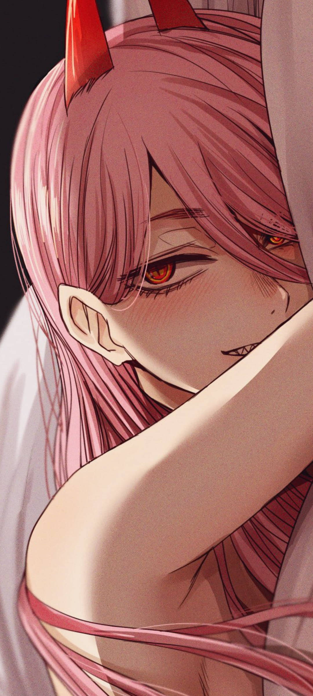 Anime Pembe Kötü Kız Boynuzlu Duvar Kağıdı