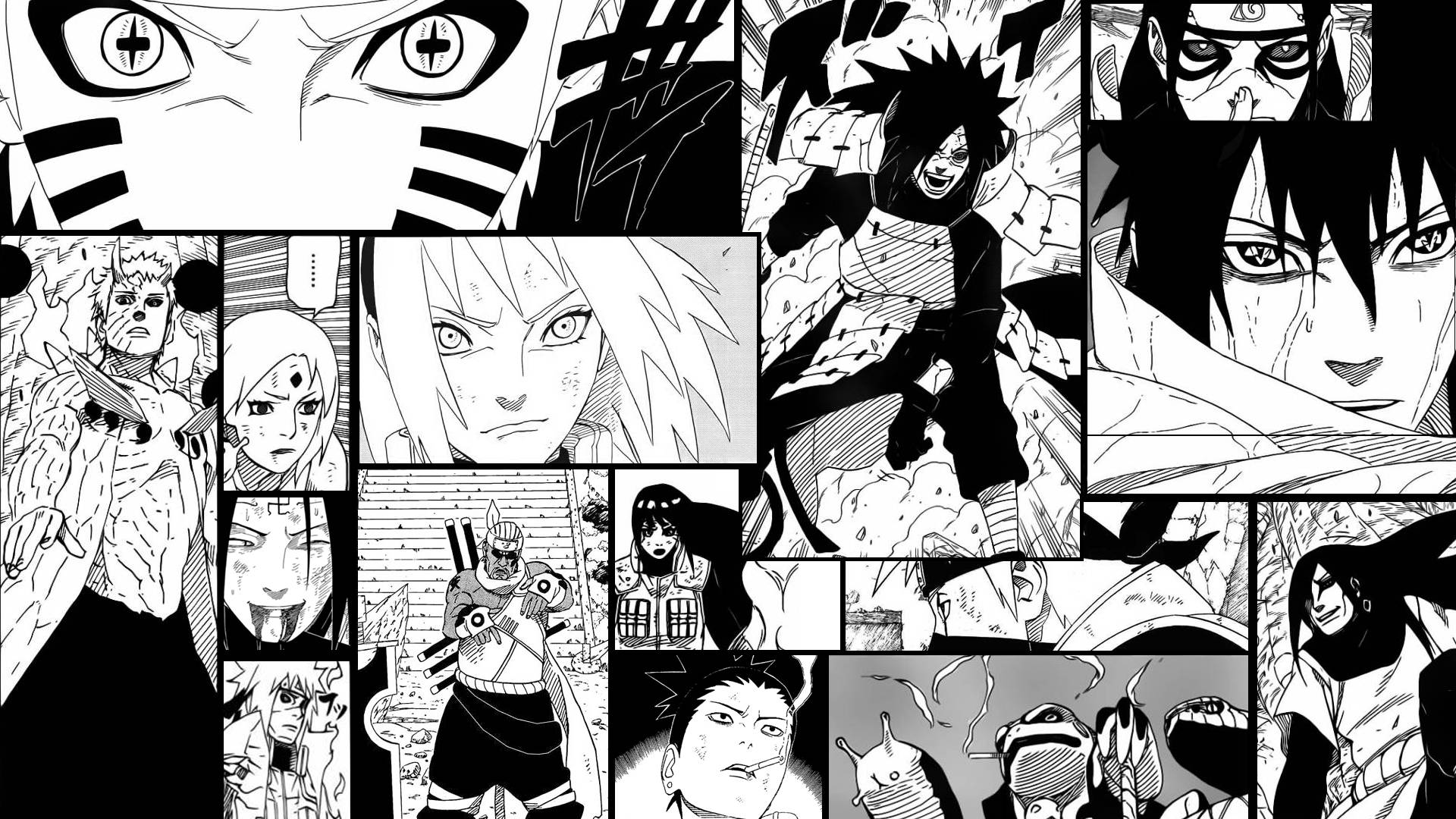 Anime Sanatı Siyah Beyaz Naruto Manga Panelleri Duvar Kağıdı