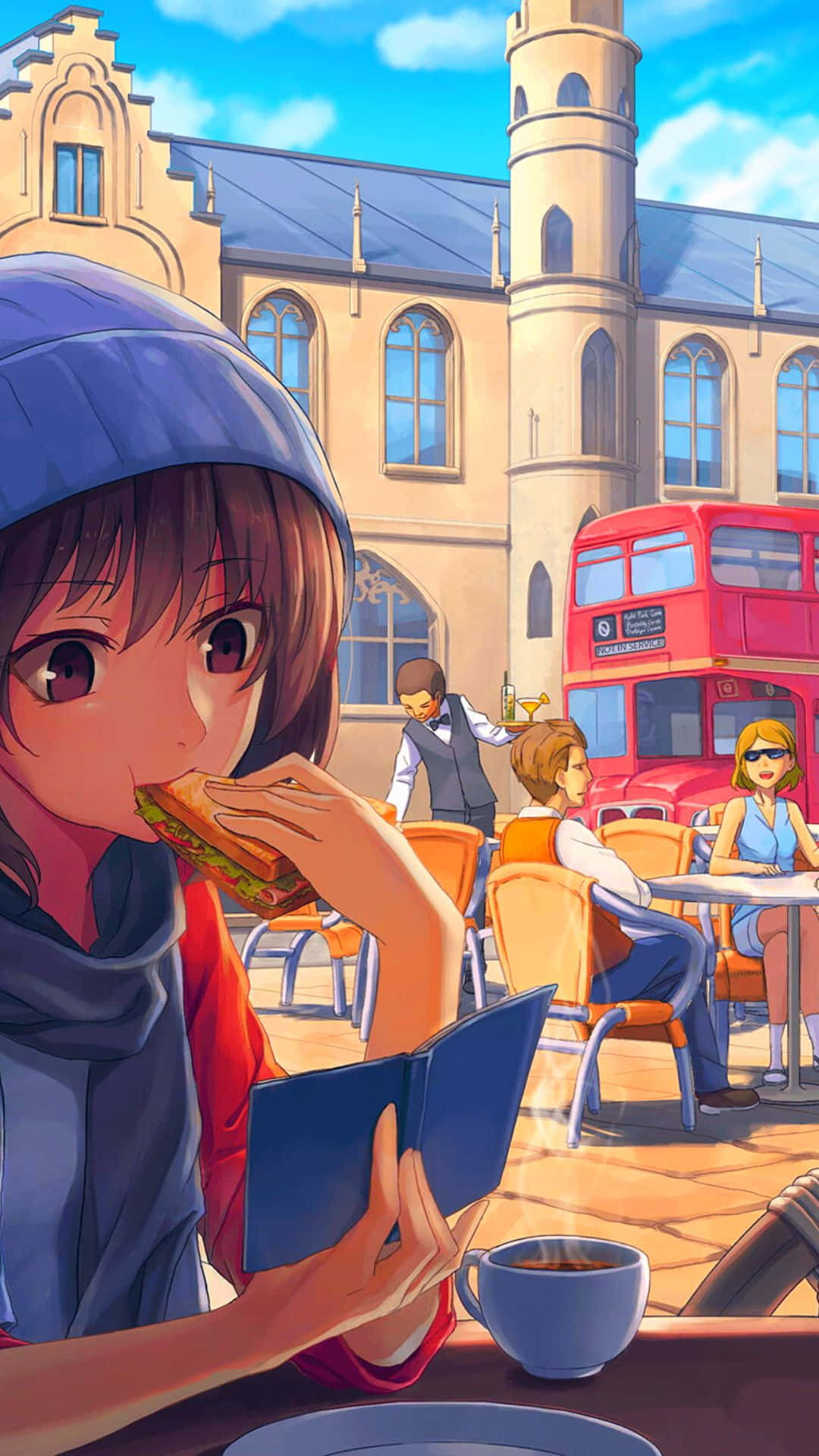 Anime Sandviç Kafe Arka Planı Duvar Kağıdı