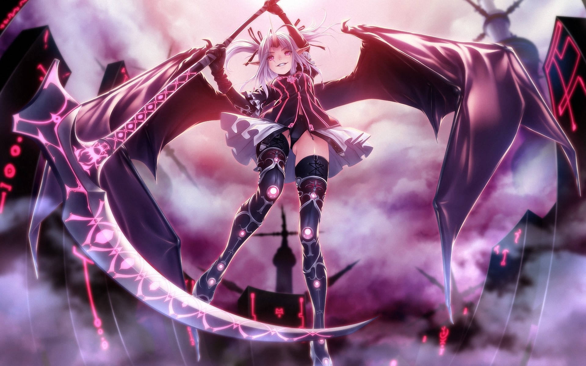 Anime Şeytan Kız Tırpanlı Duvar Kağıdı