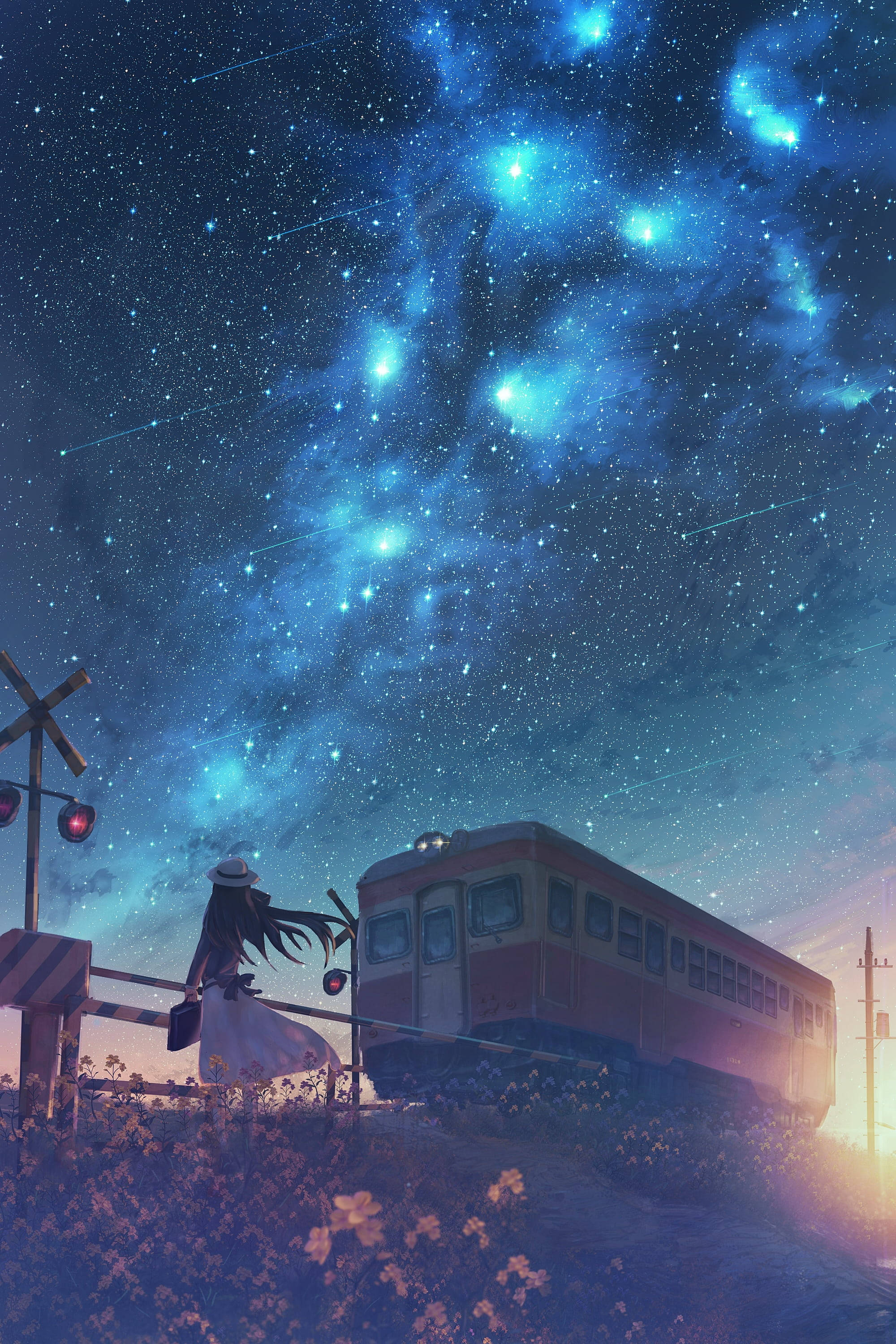 Anime Yıldızlı Gökyüzü Duvar Kağıdı
