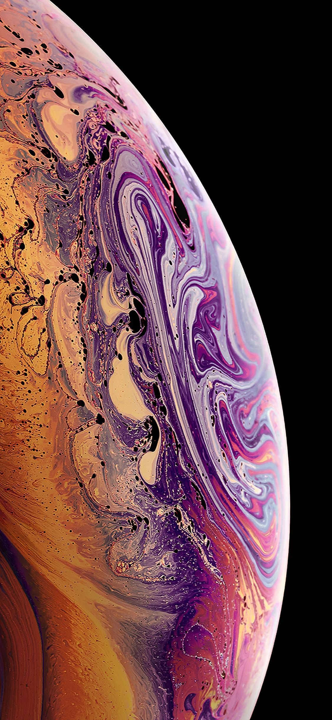 Apple iPhone XS Mor Gradyan Baloncuk Duvar Kağıdı