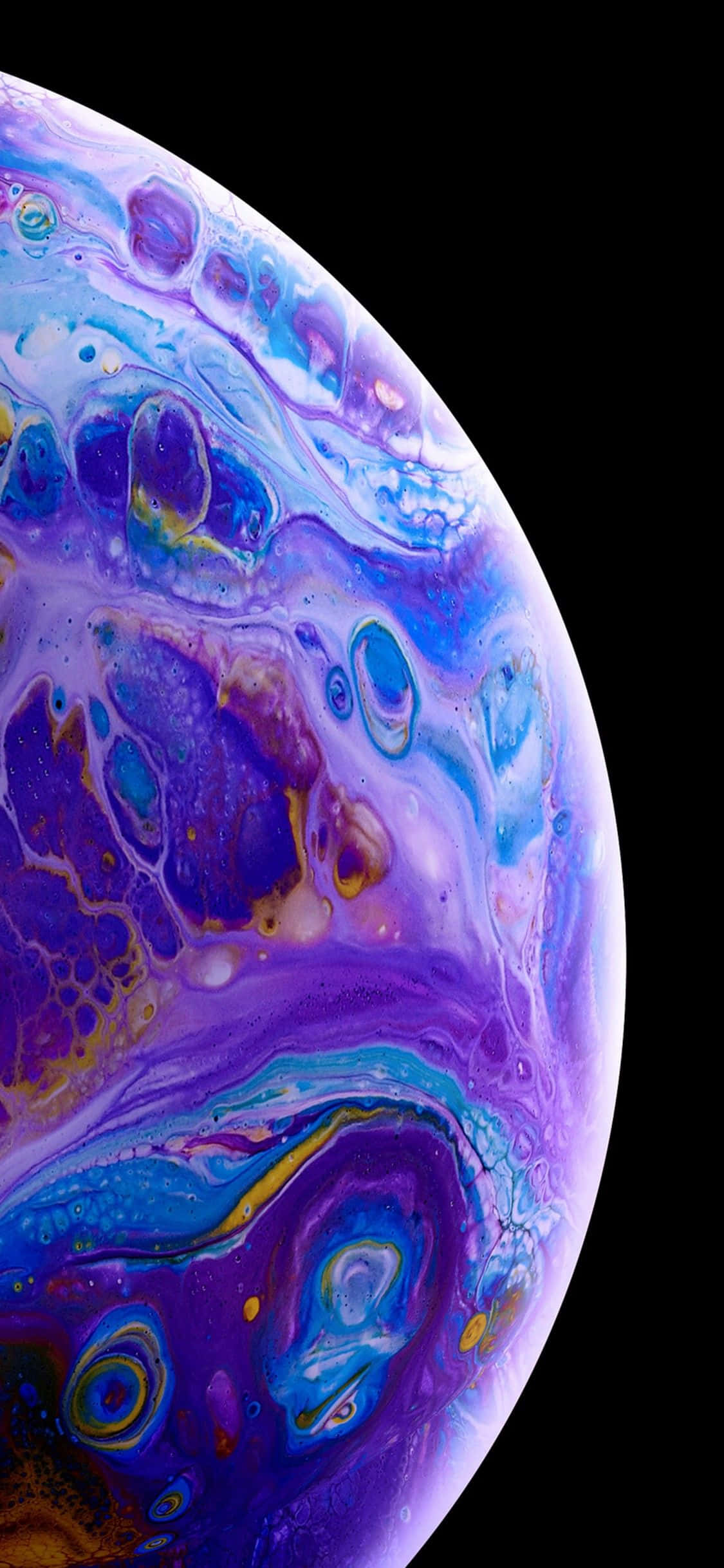 Apple iPhone XS Mor Mavi Sıvı Kabarcık Duvar Kağıdı