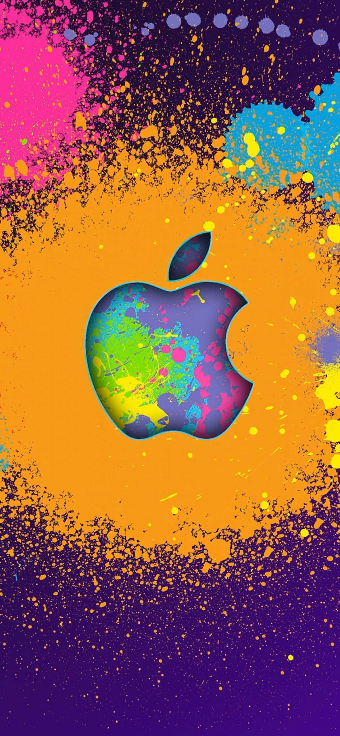 Apple Logosu Boya Sıçraması iPhone XS Duvar Kağıdı