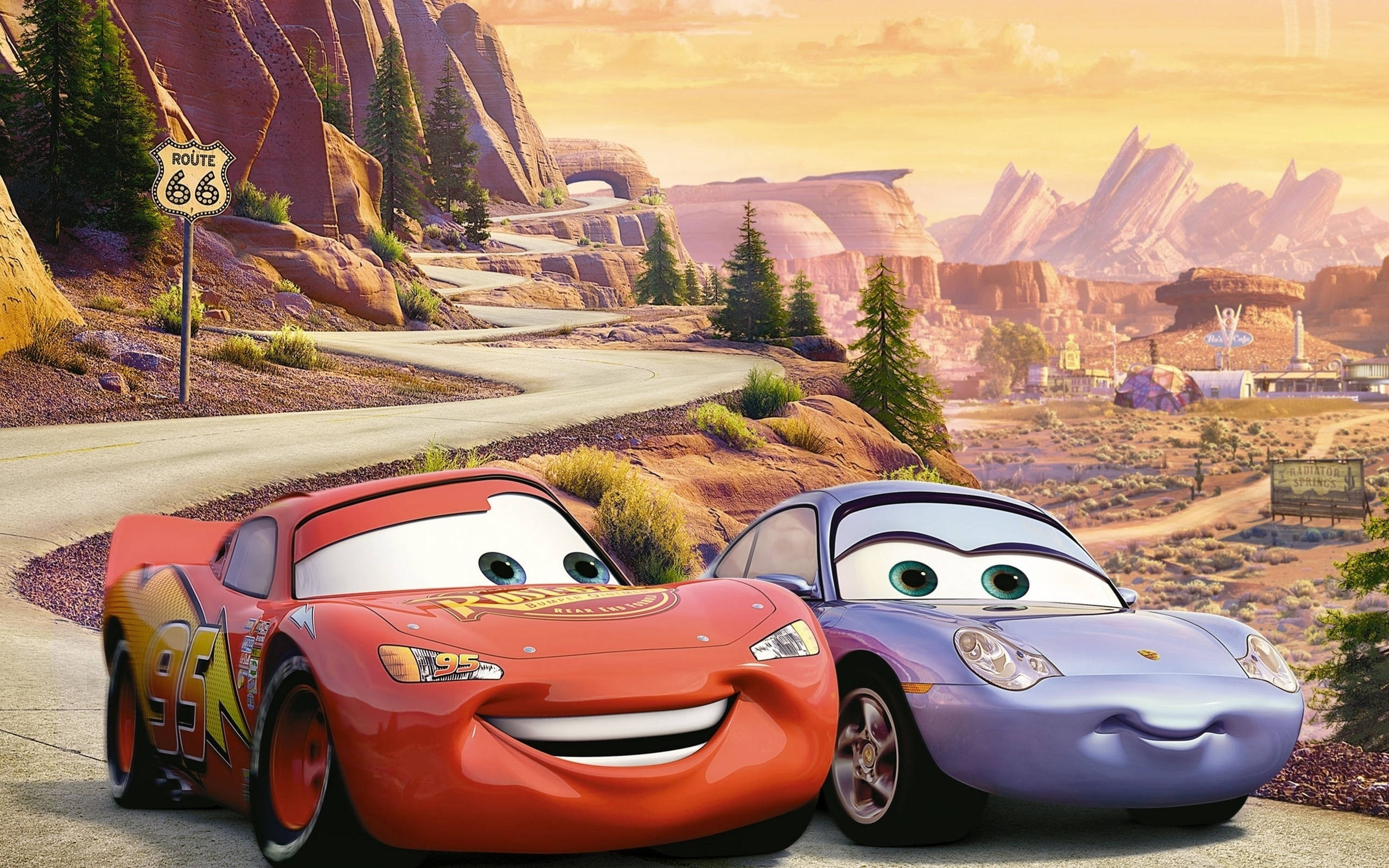 Arabalar Şimşek McQueen ve Rainie Duvar Kağıdı