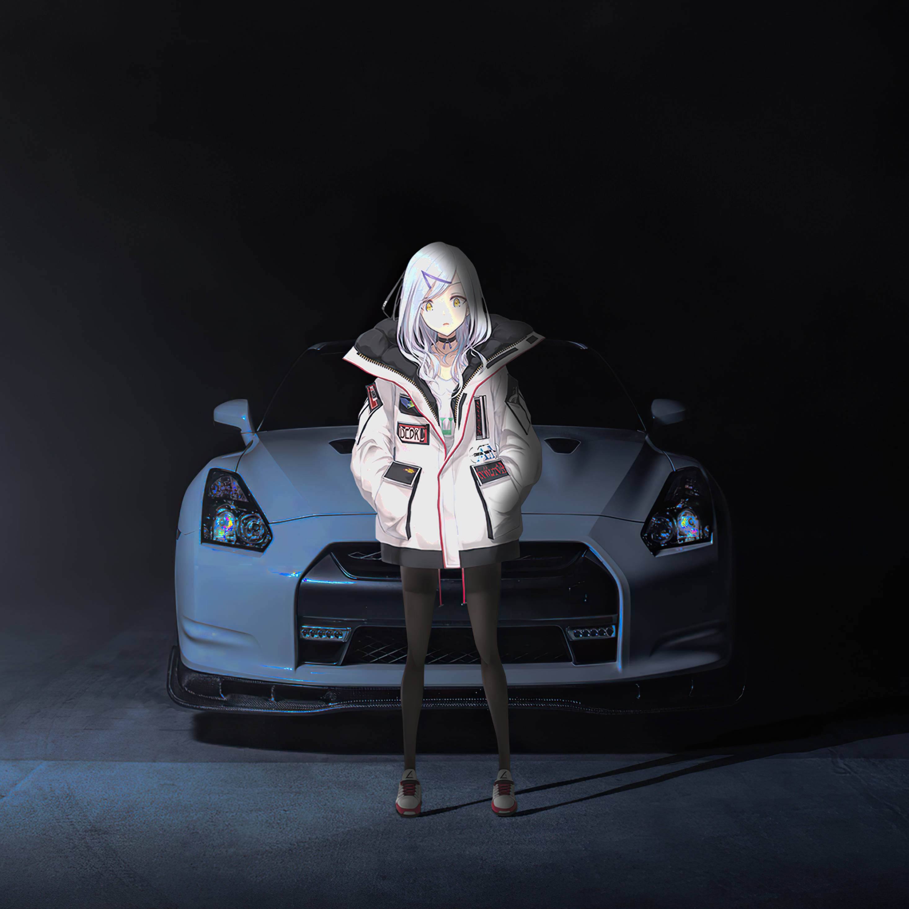 Arabalı Anime Kızı Duvar Kağıdı