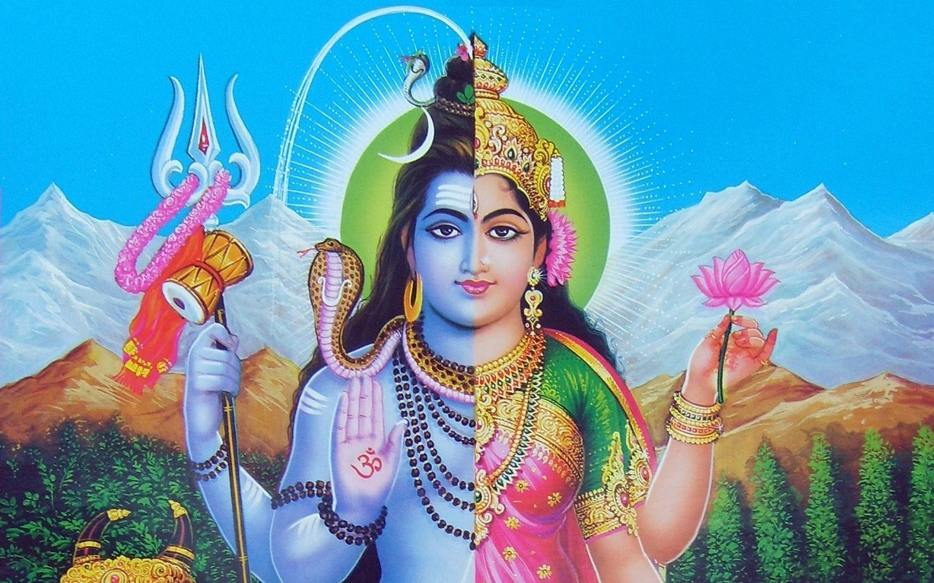 Ardhanarishvara Shiva Parvati Sanatı Duvar Kağıdı