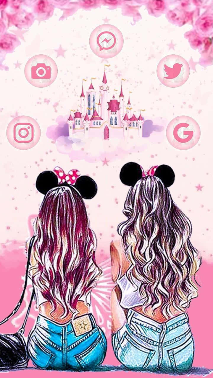 Arkadaşlık Çizgi Film Kızları Disneyland Kalesi Resmi Duvar Kağıdı