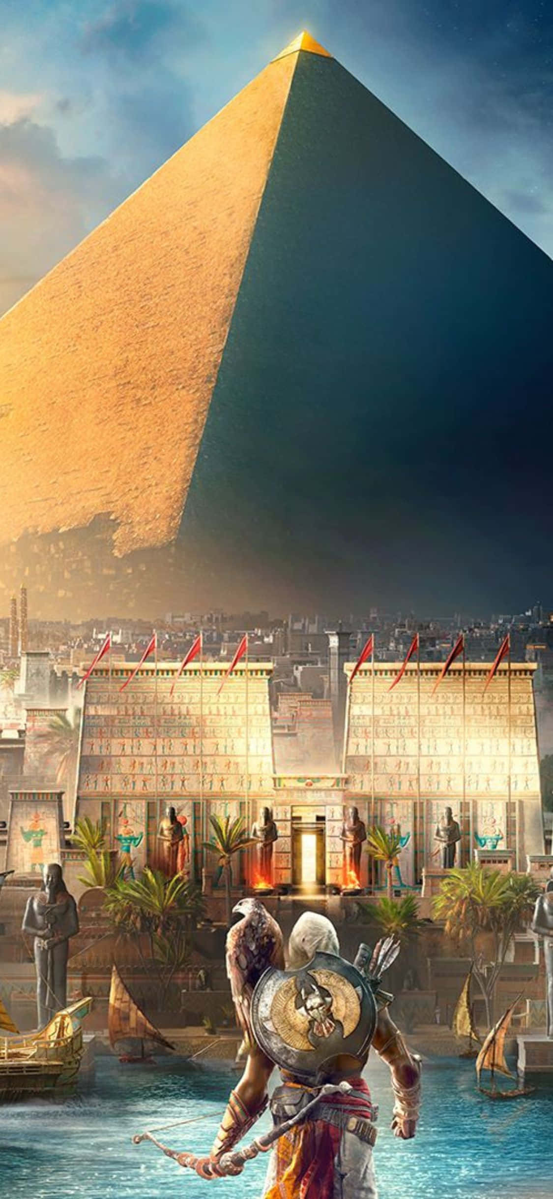 Assassin's Creed Origins'in gizemli dünyasına dalın - yalnızca iPhone X'e özel. Duvar Kağıdı