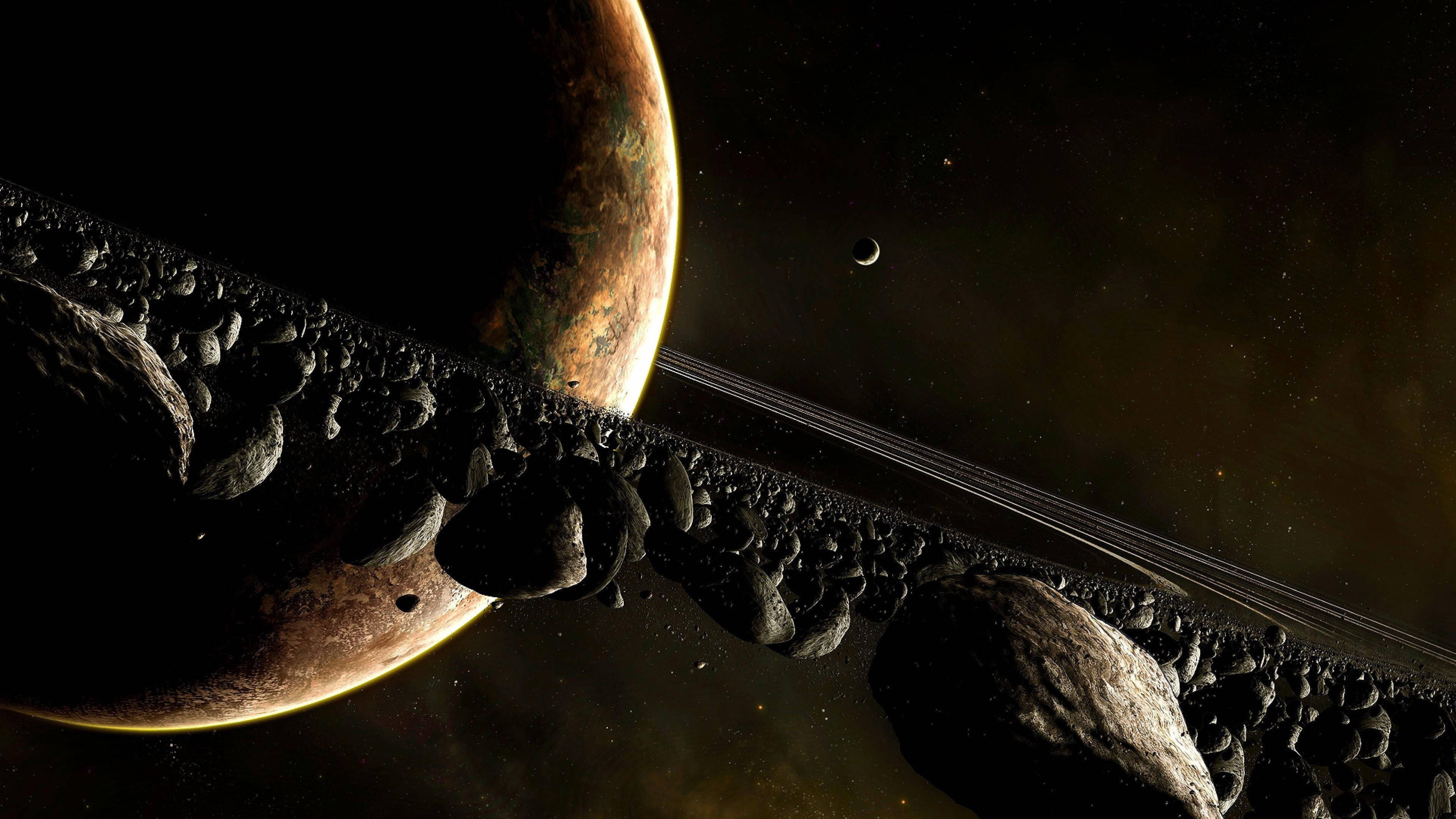 Asteroid Satürn 4K Duvar Kağıdı