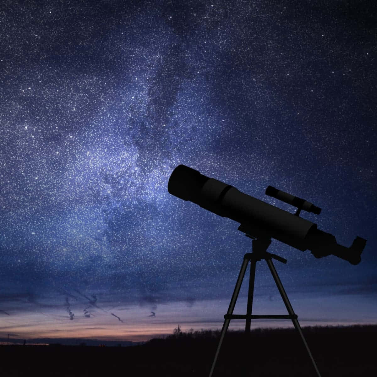 Astronomi Teleskobu Yıldızlı Gökyüzüne Karşı Duvar Kağıdı