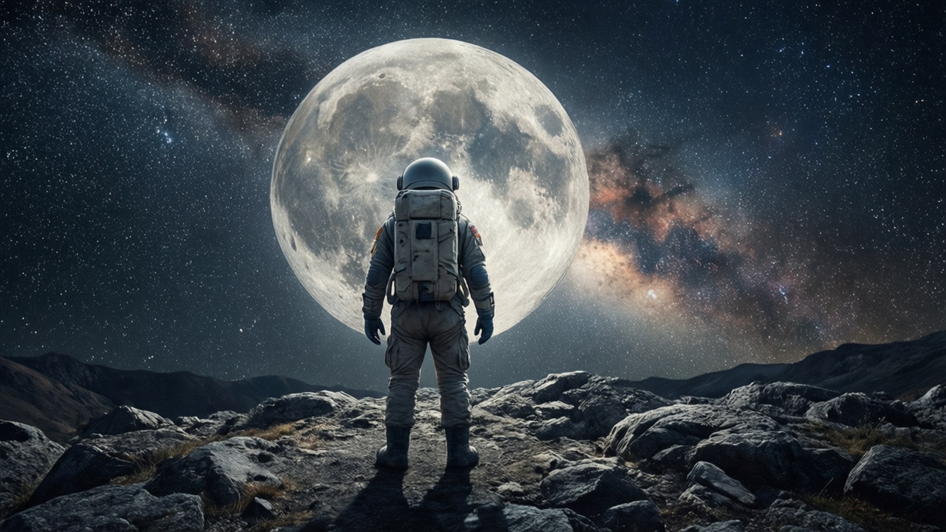 Astronot Ay'a Bakış Duvar Kağıdı