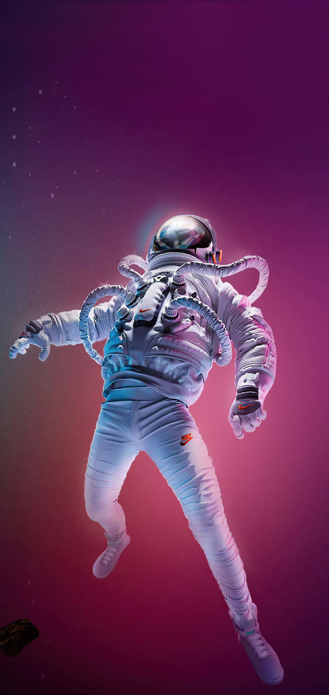 Astronot Bilim Kurgu Neon Uzayda Sürükleniyor Duvar Kağıdı
