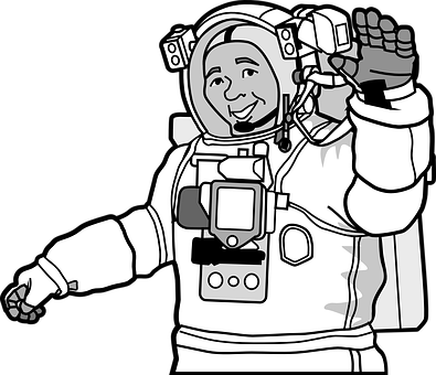 Astronot Çizgi Film El Sallıyor Duvar Kağıdı