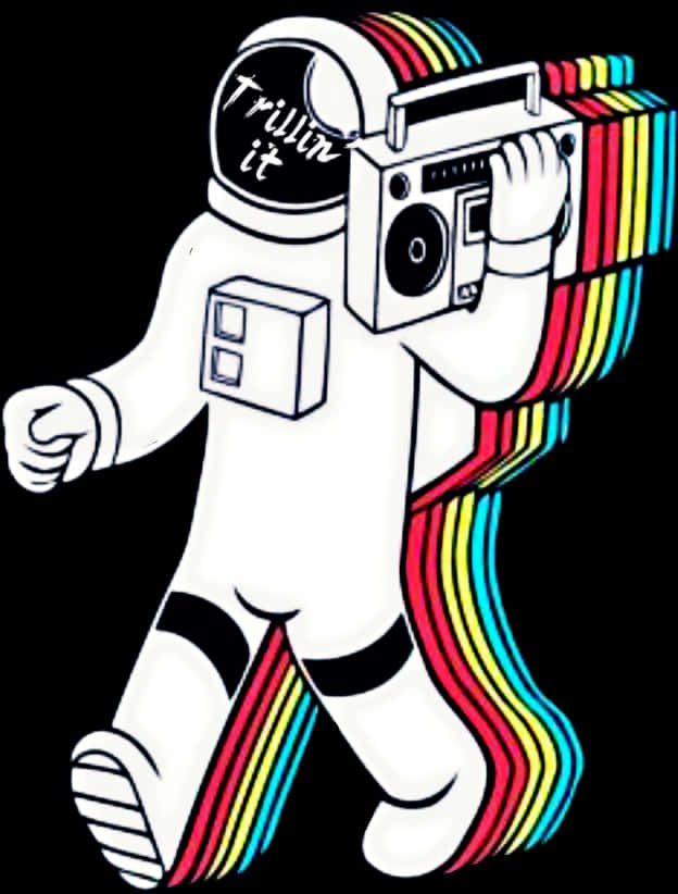 Astronot ve Boombox Sanatı Duvar Kağıdı