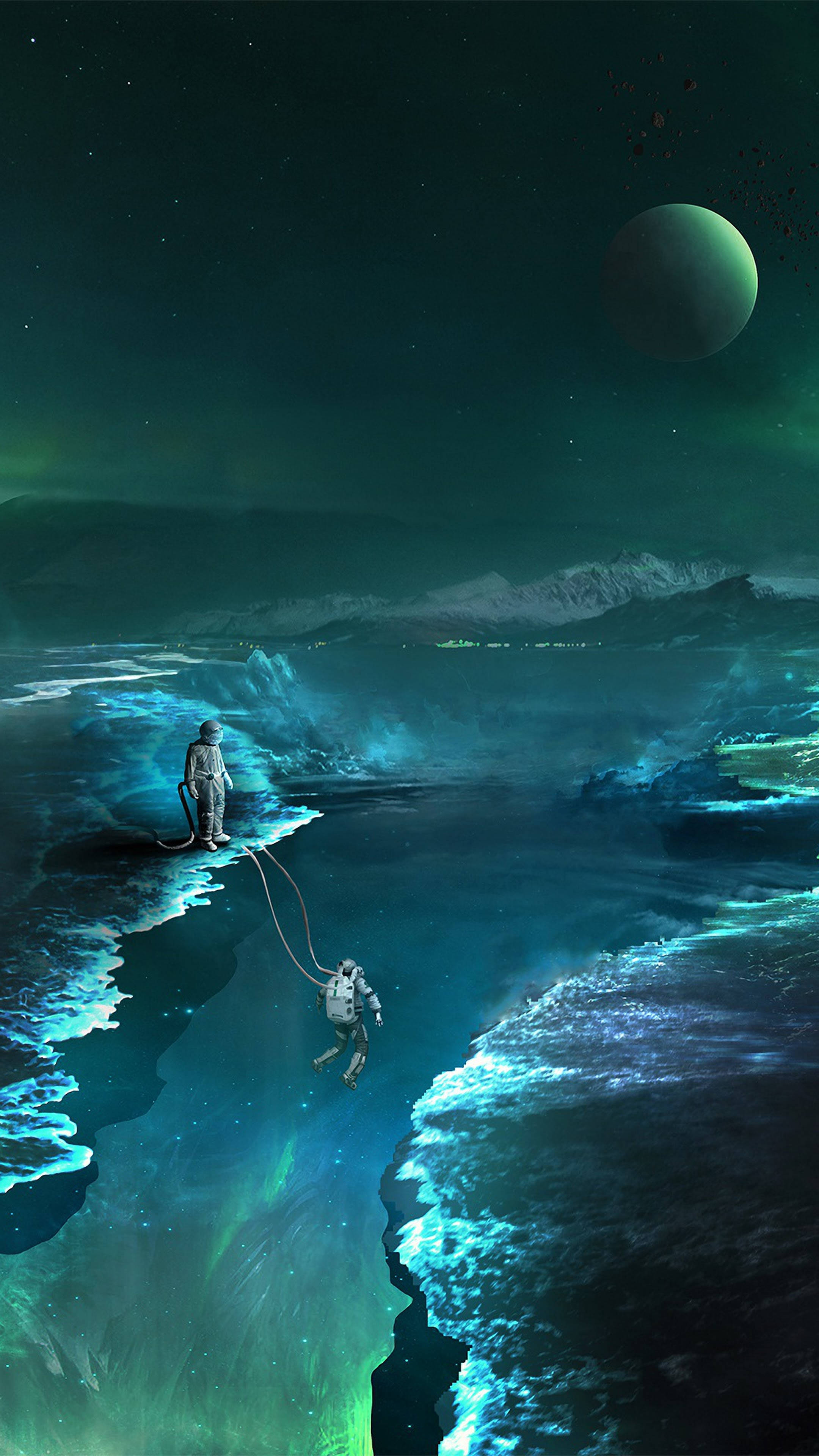 Astronotlar Fantastik Uzayı Keşfediyor 4K Telefon Duvar Kağıdı