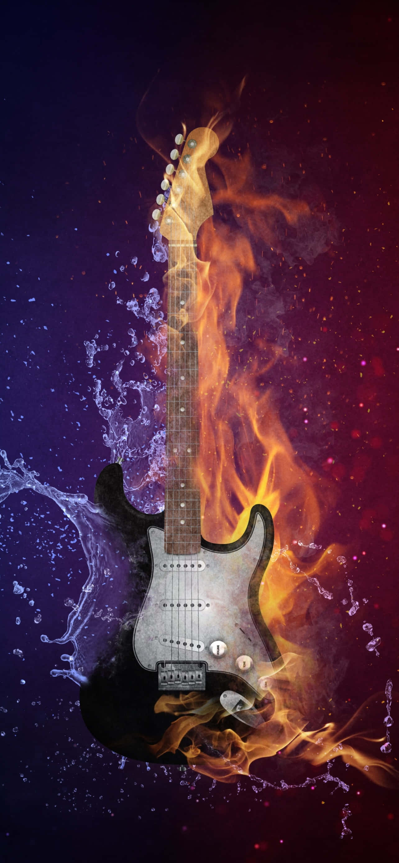 Ateş ve Su Elektro Gitar Duvar Kağıdı