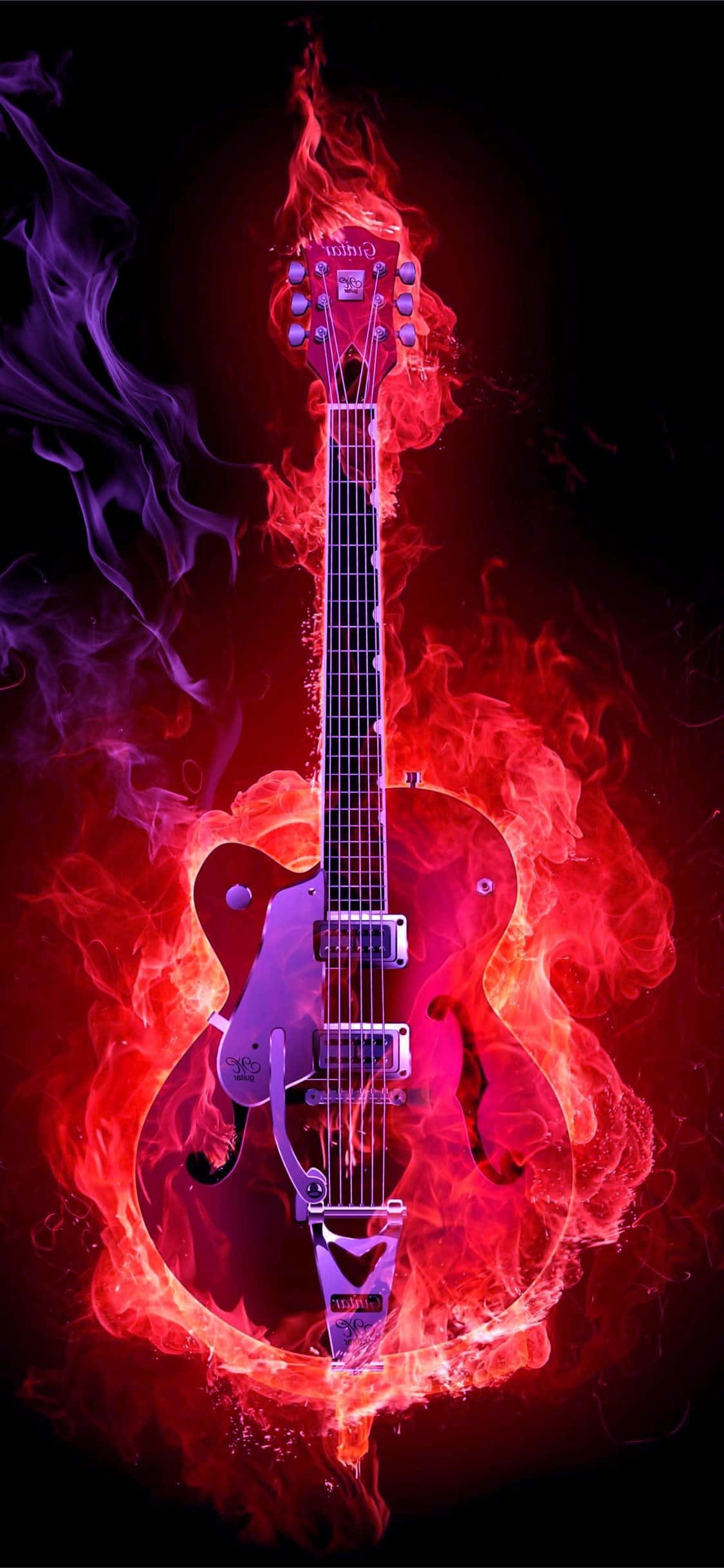 Ateşli Elektro Gitar Duvar Kağıdı