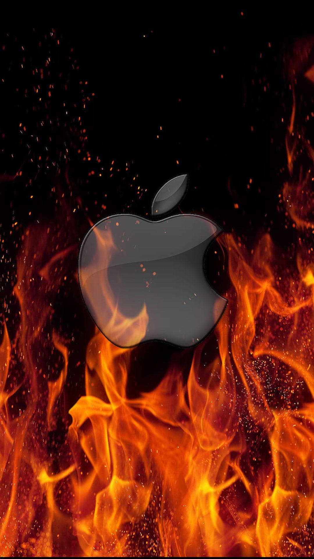 Ateşli Elma Logolu iPhone Duvar Kağıdı