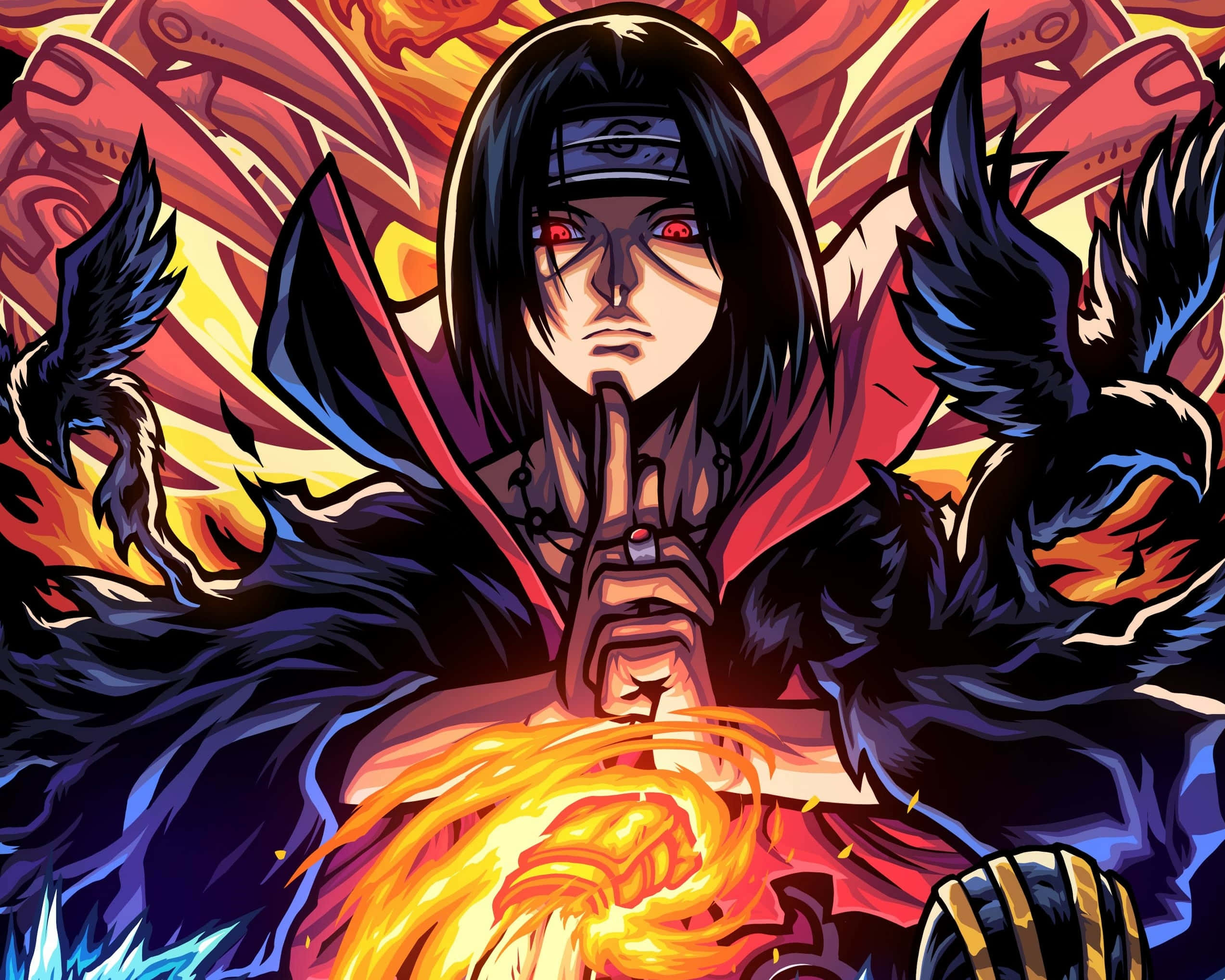 Ateşli Itachi Karga Resmi Duvar Kağıdı