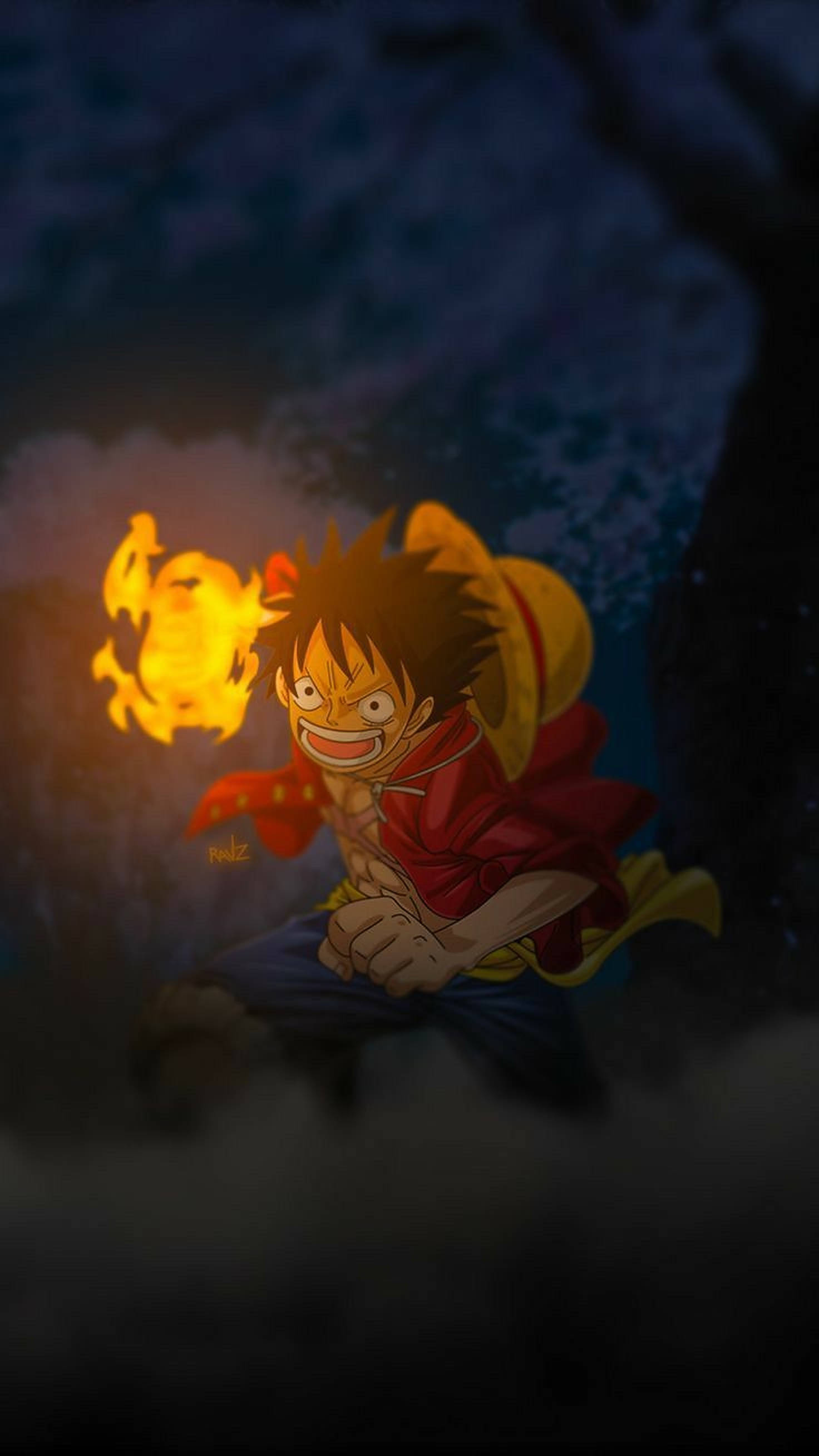 Ateşli Luffy One Piece iPhone Duvar Kağıdı