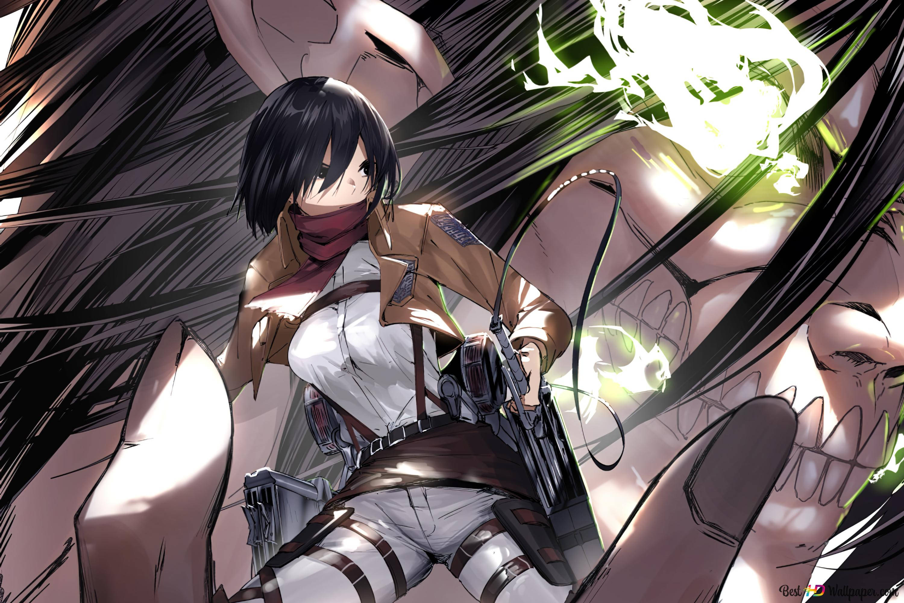 Attack on Titan Titan Eren, Mikasa'yı Taşıyor Duvar Kağıdı
