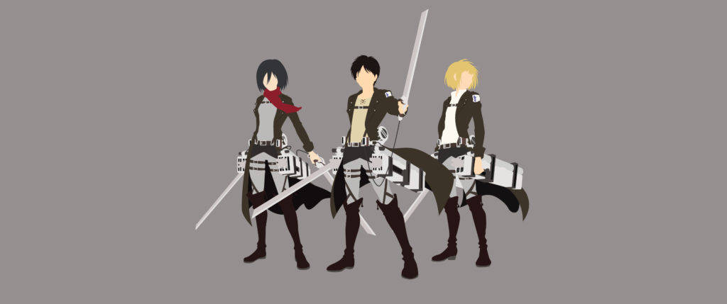 Attack on Titan Üçlüsü Minimalist Anime Duvar Kağıdı