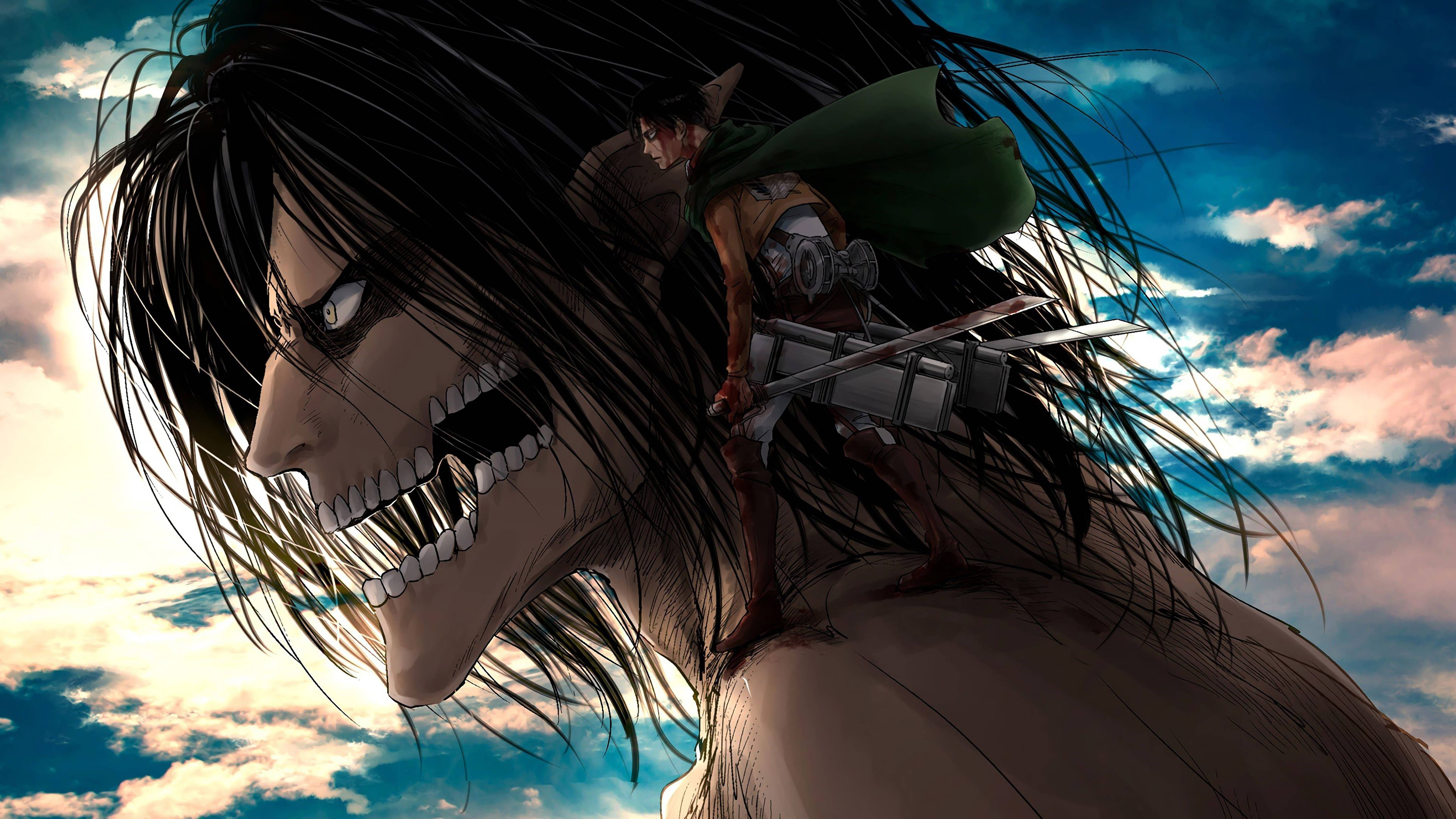 Attack On Titans 4K Eren Yeager Titan Üzerinde Duvar Kağıdı