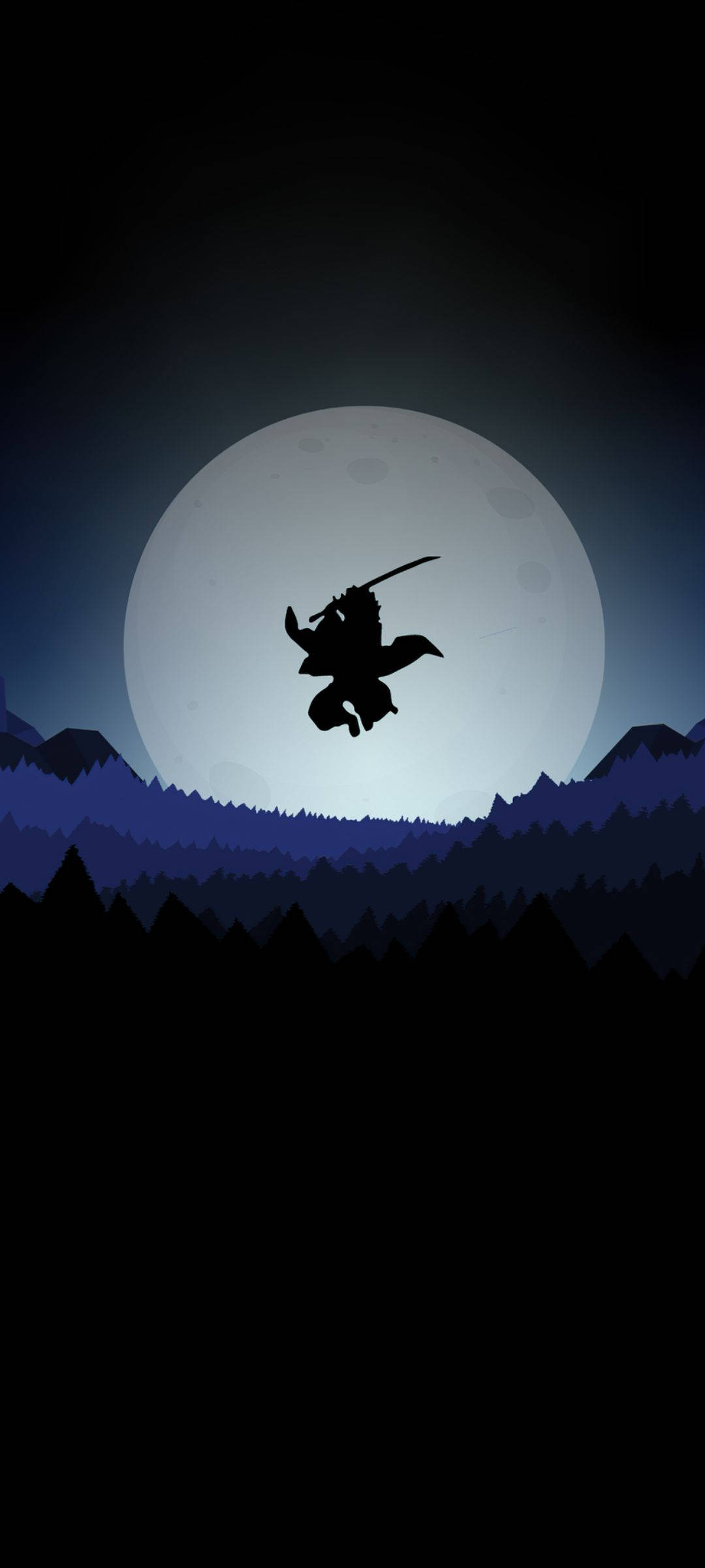 Ay Işığı Altında Gizemli Ninja - Havalı Anime Telefon Duvar Kağıdı