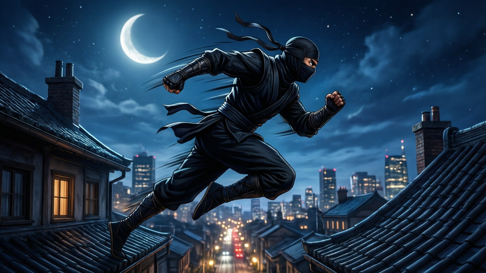 Ay Işığında Ninja Koşusu Duvar Kağıdı