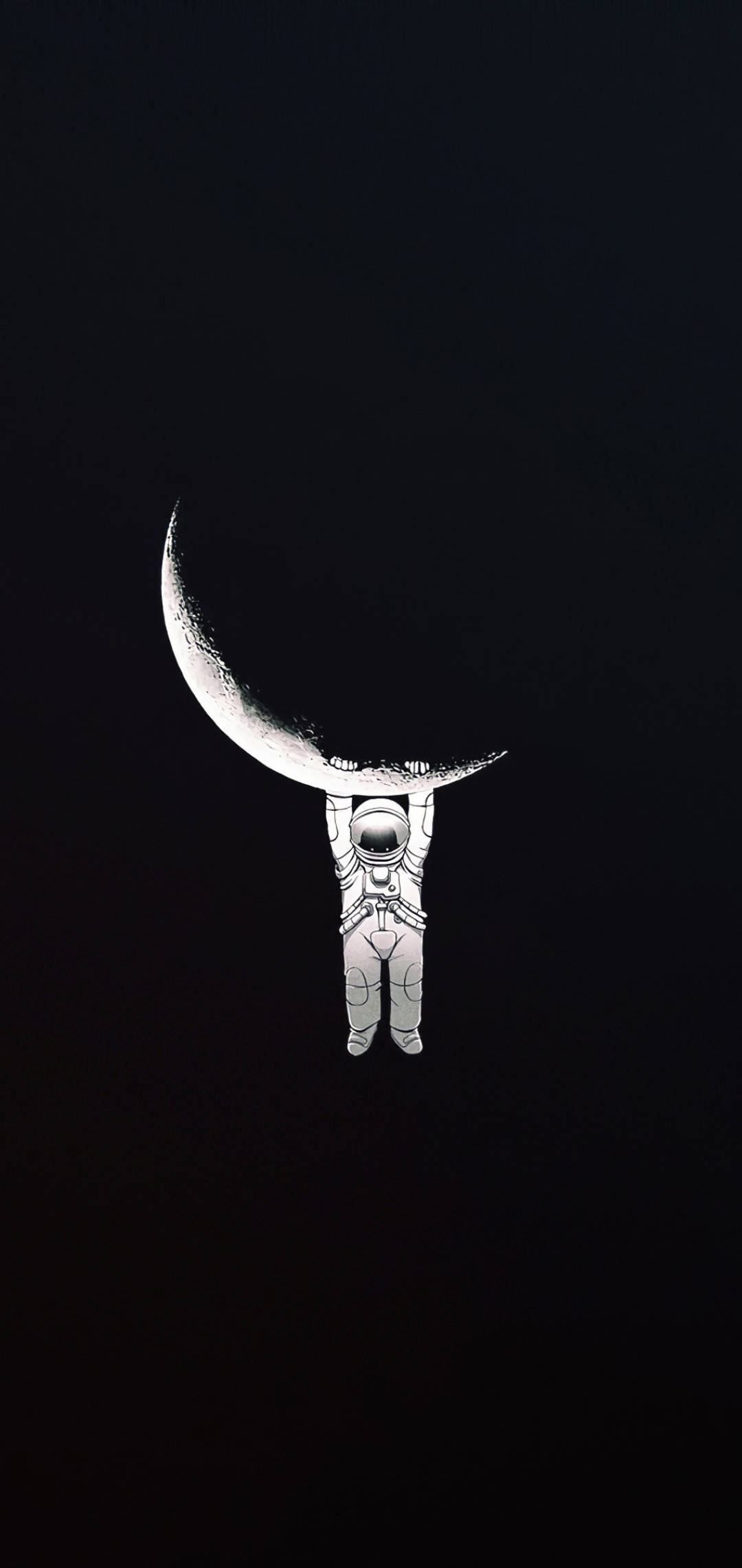 Aya Asılı Astronot Soğuk Siyah Arkaplan Duvar Kağıdı