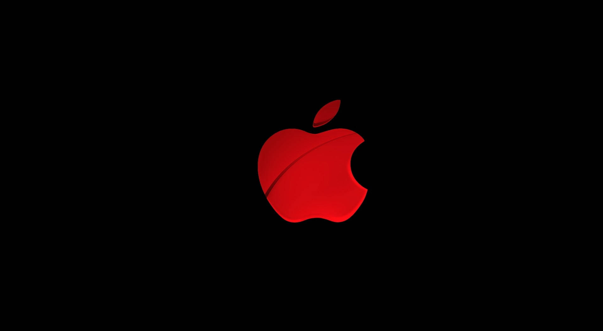 Aydınlatılmış Kırmızı Apple Logosu Siyah Arka Planda Duvar Kağıdı