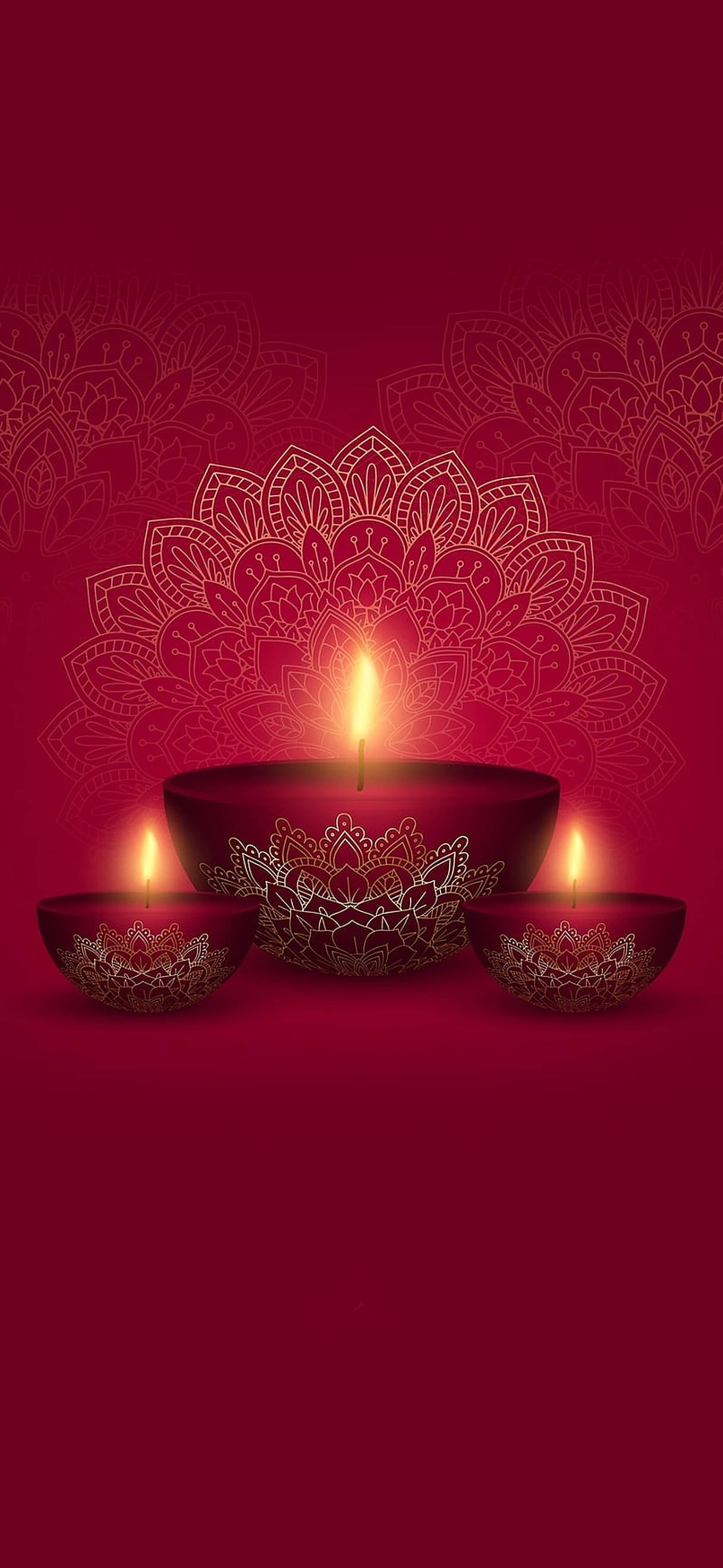 Aydınlatılmış Kırmızı Diwali Lambalarıyla Şenlikli Bir Gece Duvar Kağıdı