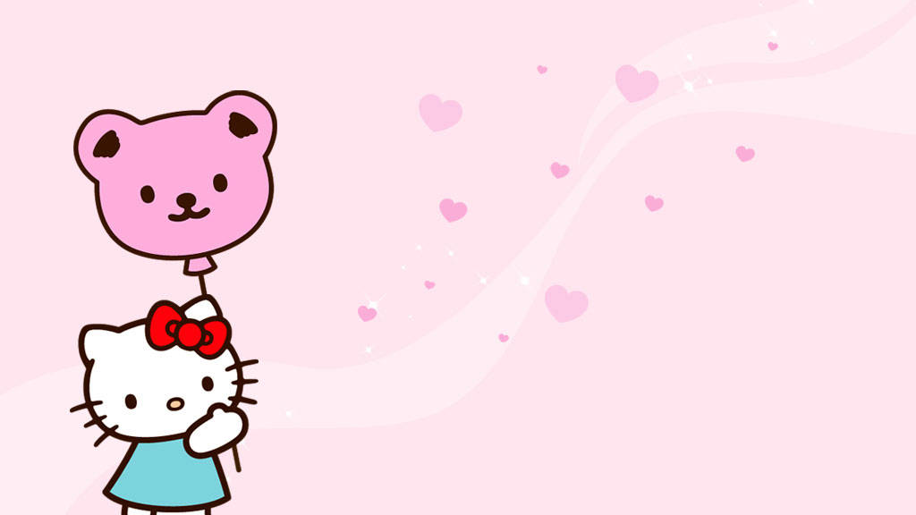 Ayı Balonlu Hello Kitty Estetiği Duvar Kağıdı