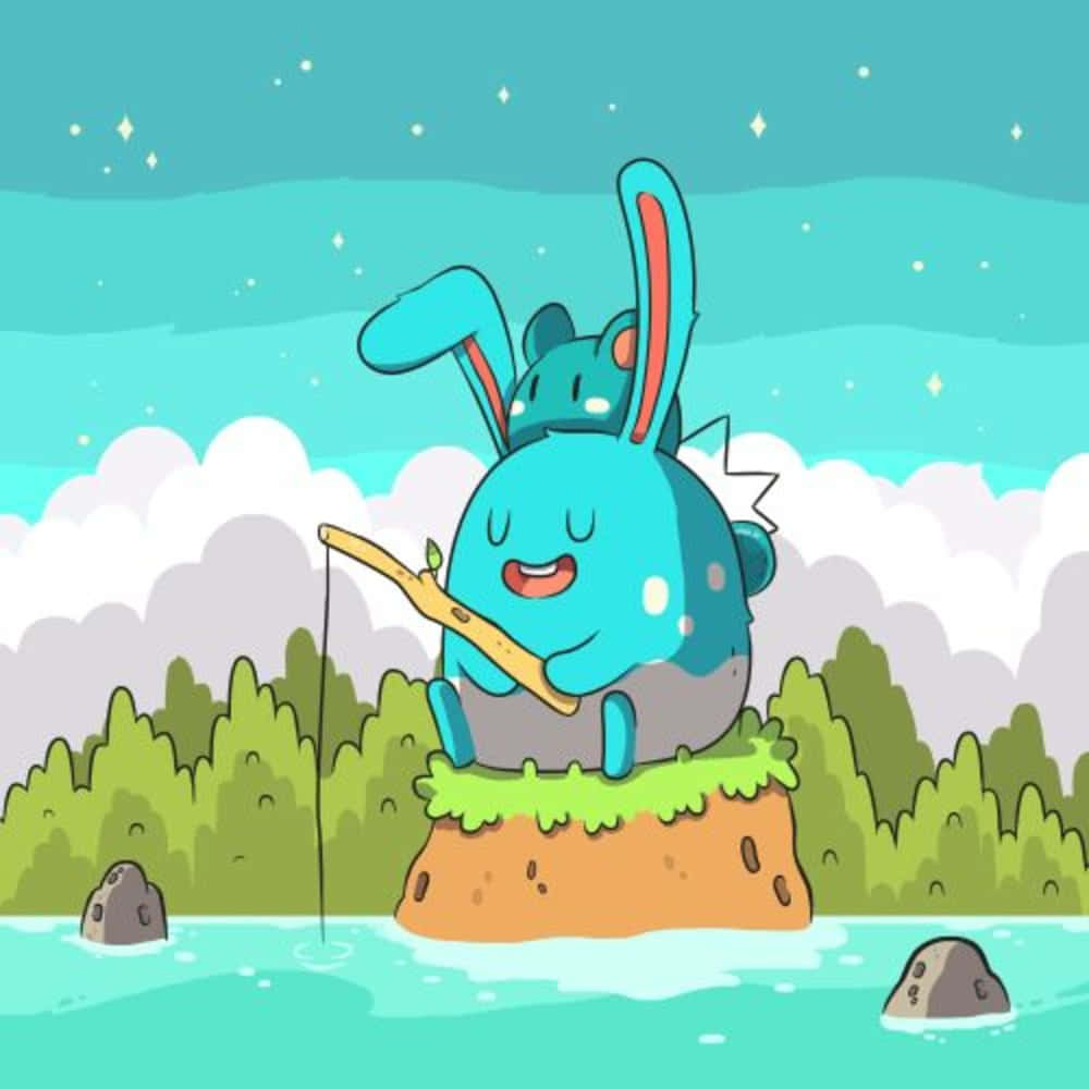 Azumarill Balık Tutuyor Duvar Kağıdı
