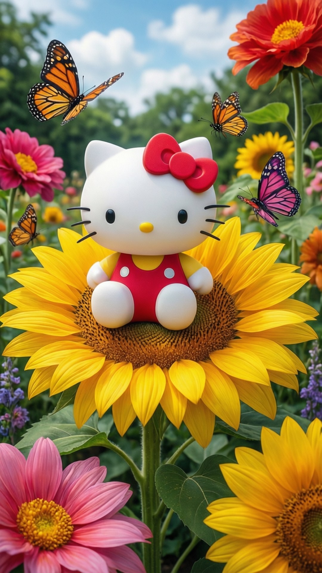 Bahçe Hello Kitty Duvar Kağıdı