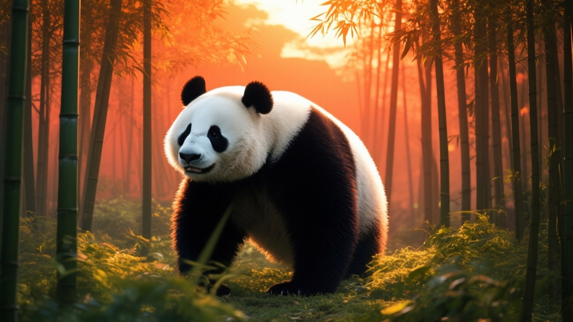 Bambu Ormanı Gün Batımı Duvar Kağıdı