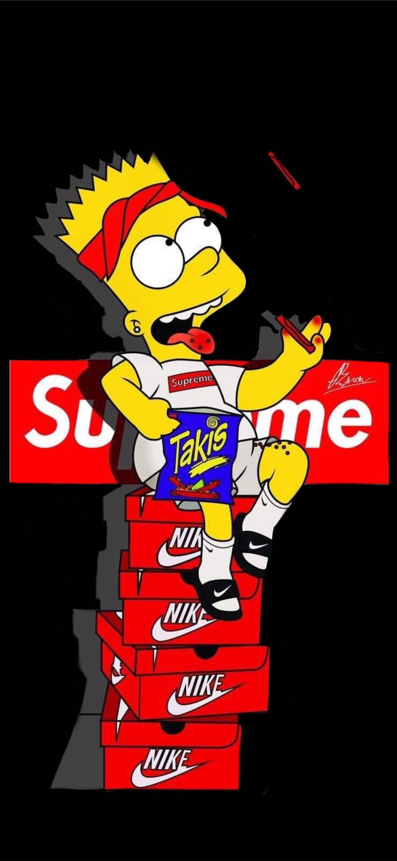 Bart Simpson Takis Kırmızı Supreme Duvar Kağıdı