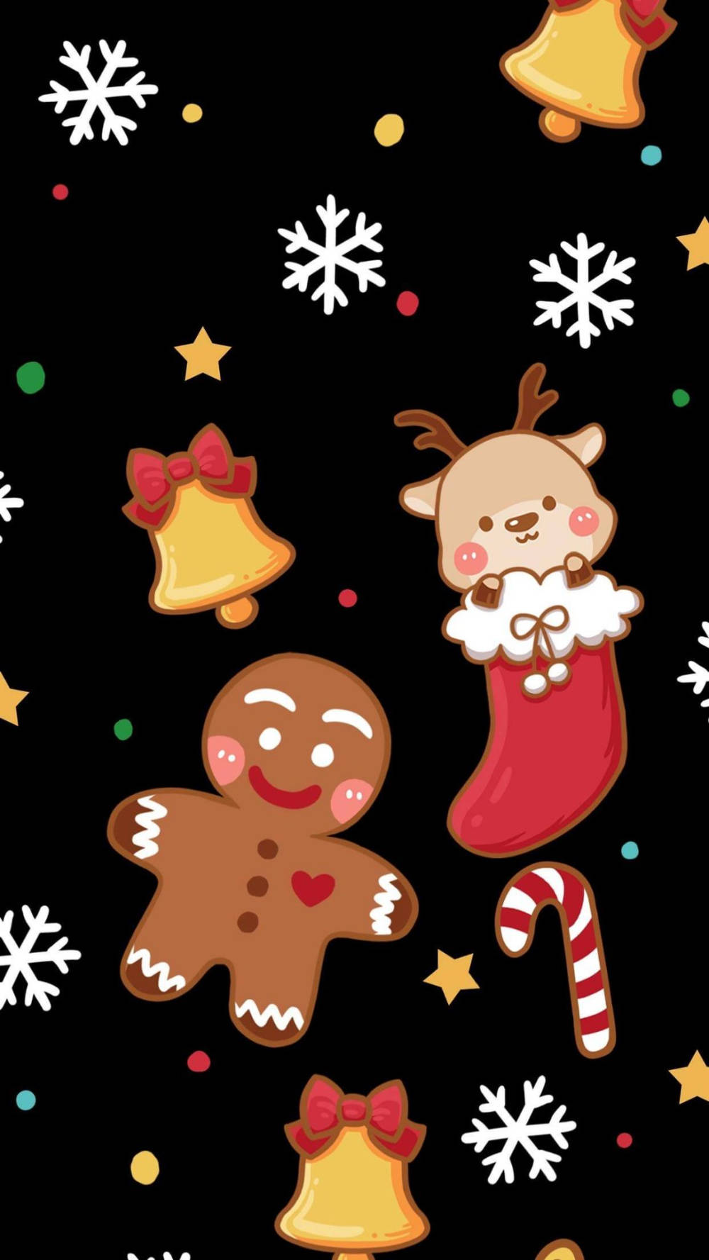 Basit Sevimli Noel iPhone Zencefilli Kurabiye ve Geyik Duvar Kağıdı
